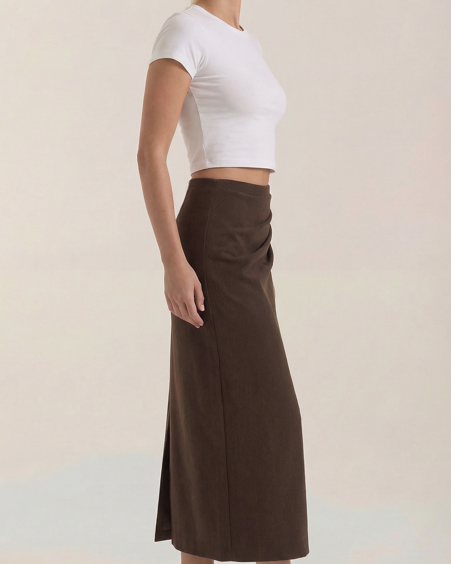 Gonna Midi Donna con Ruché Laterale Femminile Fluida
