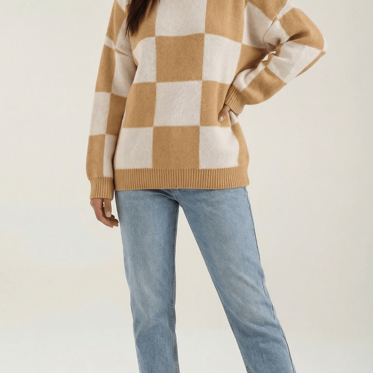 Aurazio Maglione a Quadri Checkered da Donna