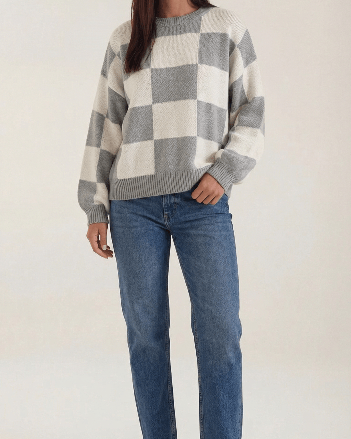 Aurazio Maglione a Quadri Checkered da Donna