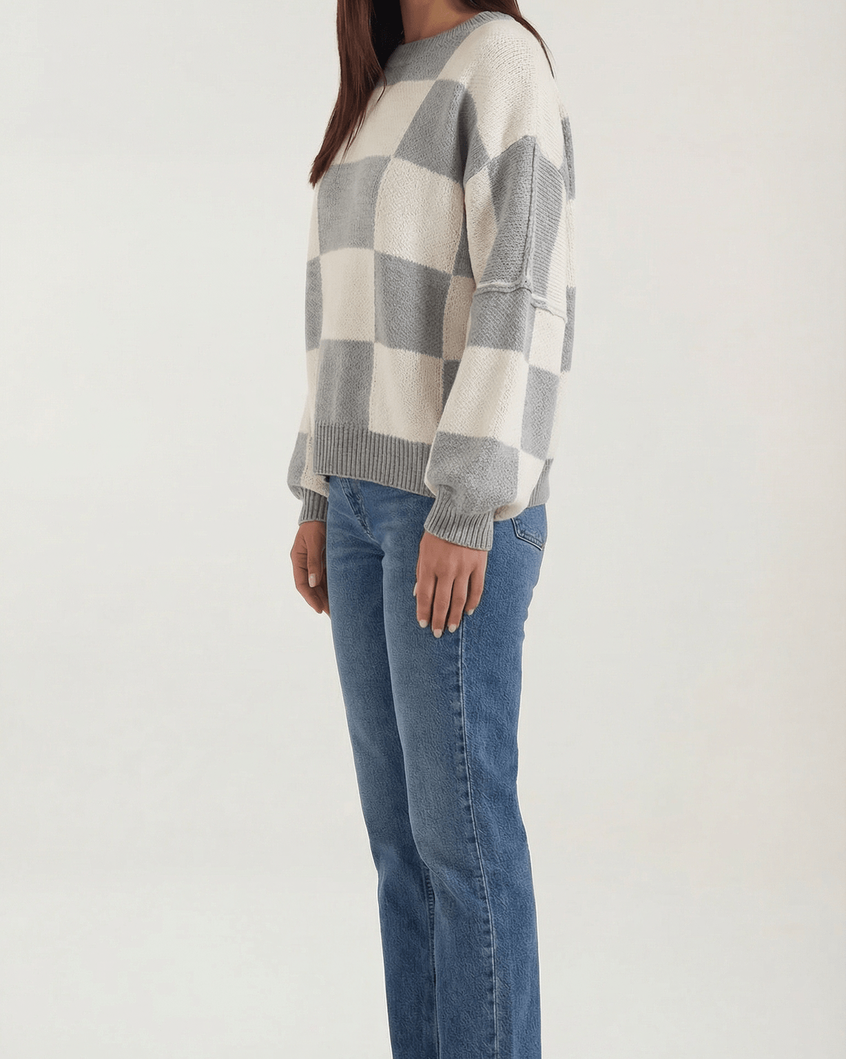 Aurazio Maglione a Quadri Checkered da Donna