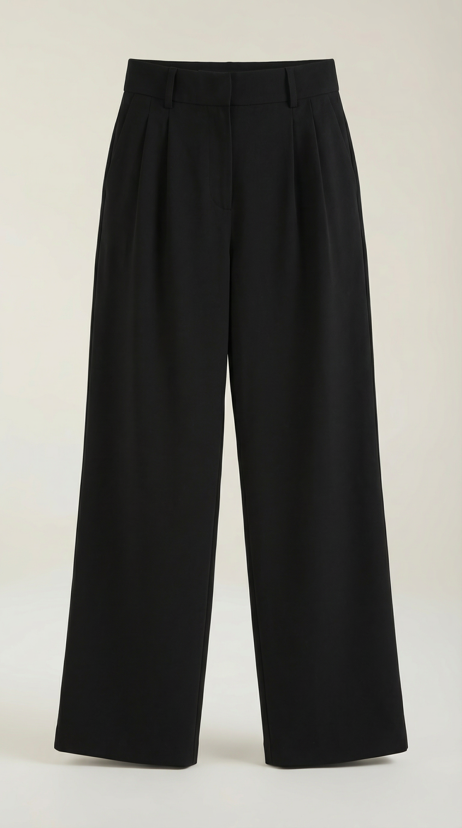 Pantaloni Donna a Gamba Larga Chino Vita Alta Pieghe