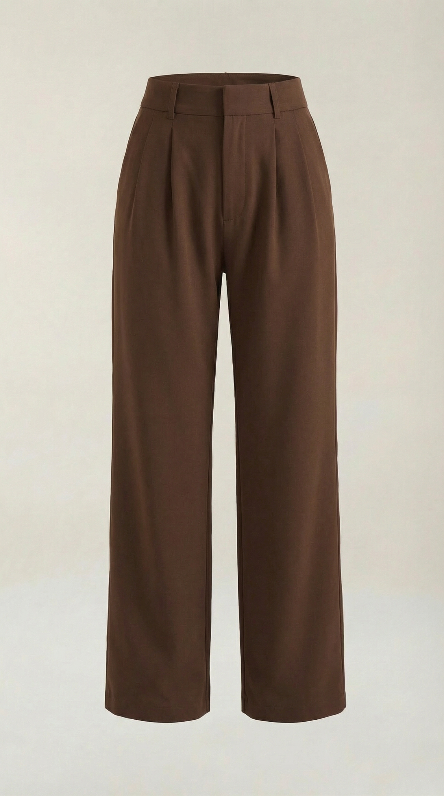 Pantaloni Donna a Gamba Larga Chino Vita Alta Pieghe