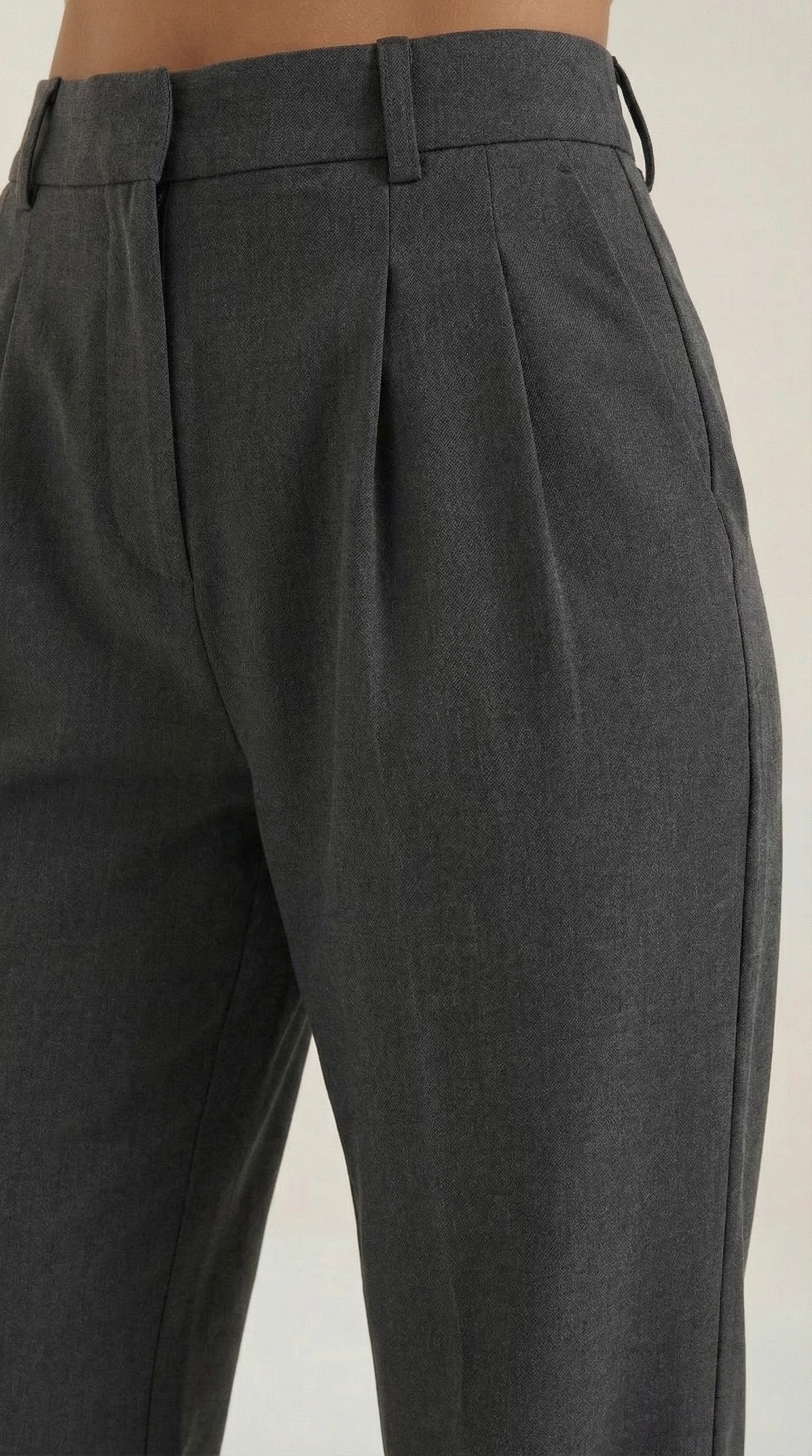 Pantaloni Donna a Gamba Larga Chino Vita Alta Pieghe