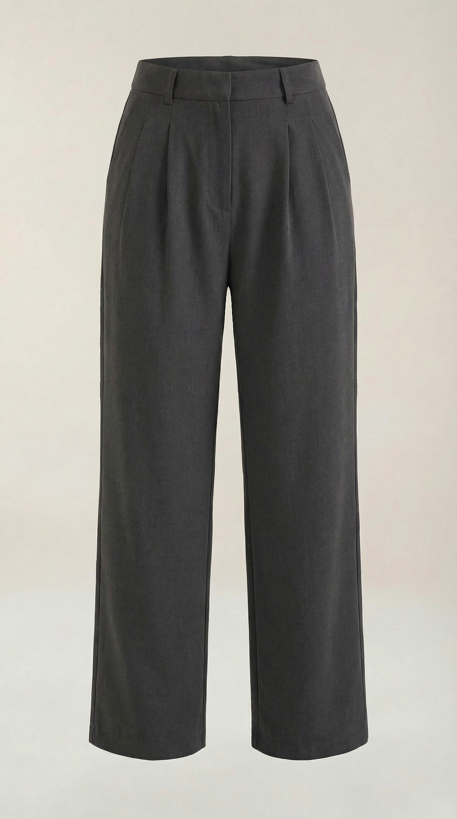 Pantaloni Donna a Gamba Larga Chino Vita Alta Pieghe
