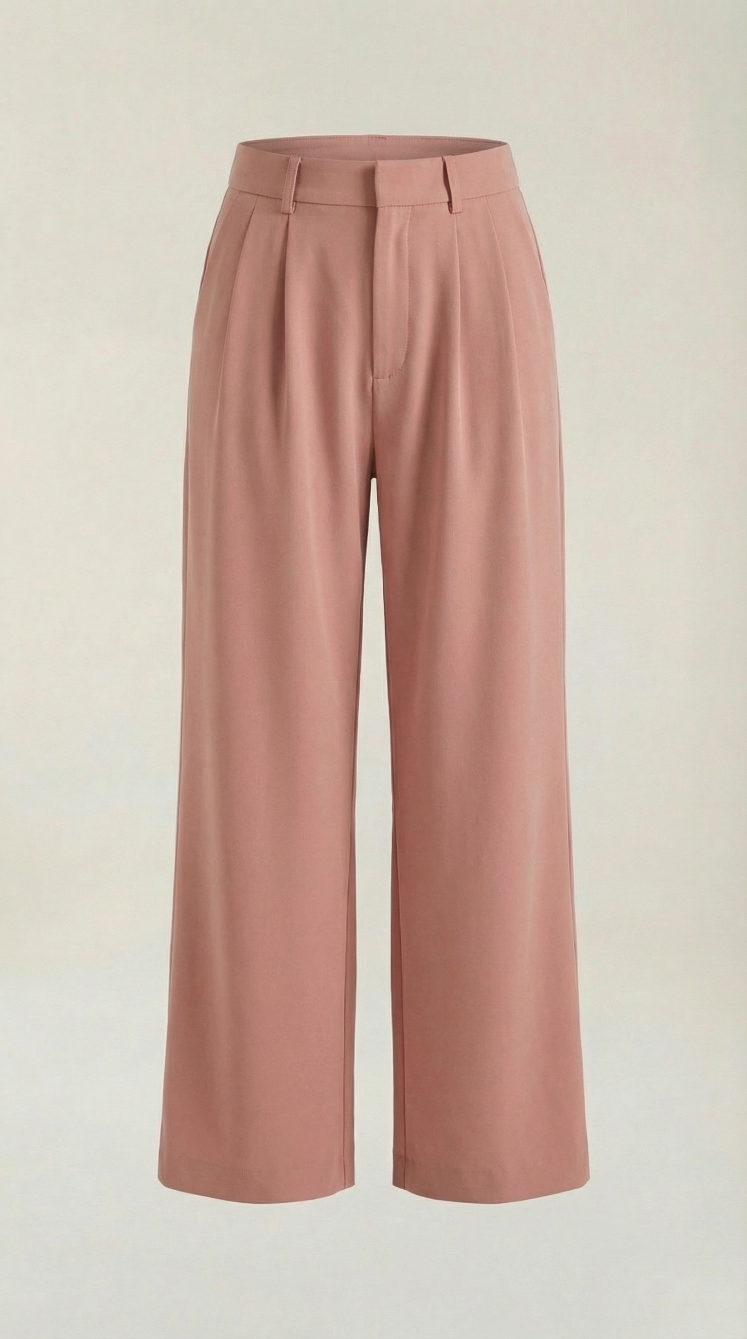 Pantaloni Donna a Gamba Larga Chino Vita Alta Pieghe