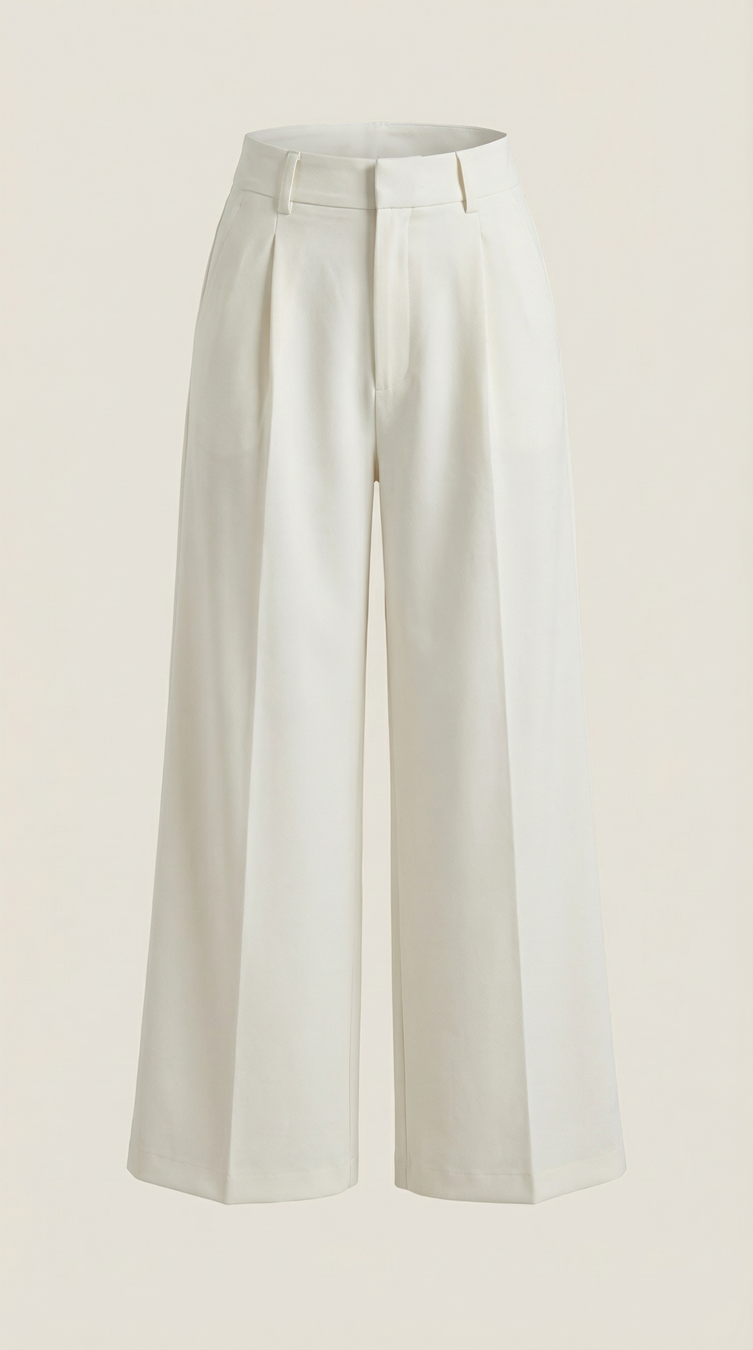 Pantaloni Donna a Gamba Larga Chino Vita Alta Pieghe