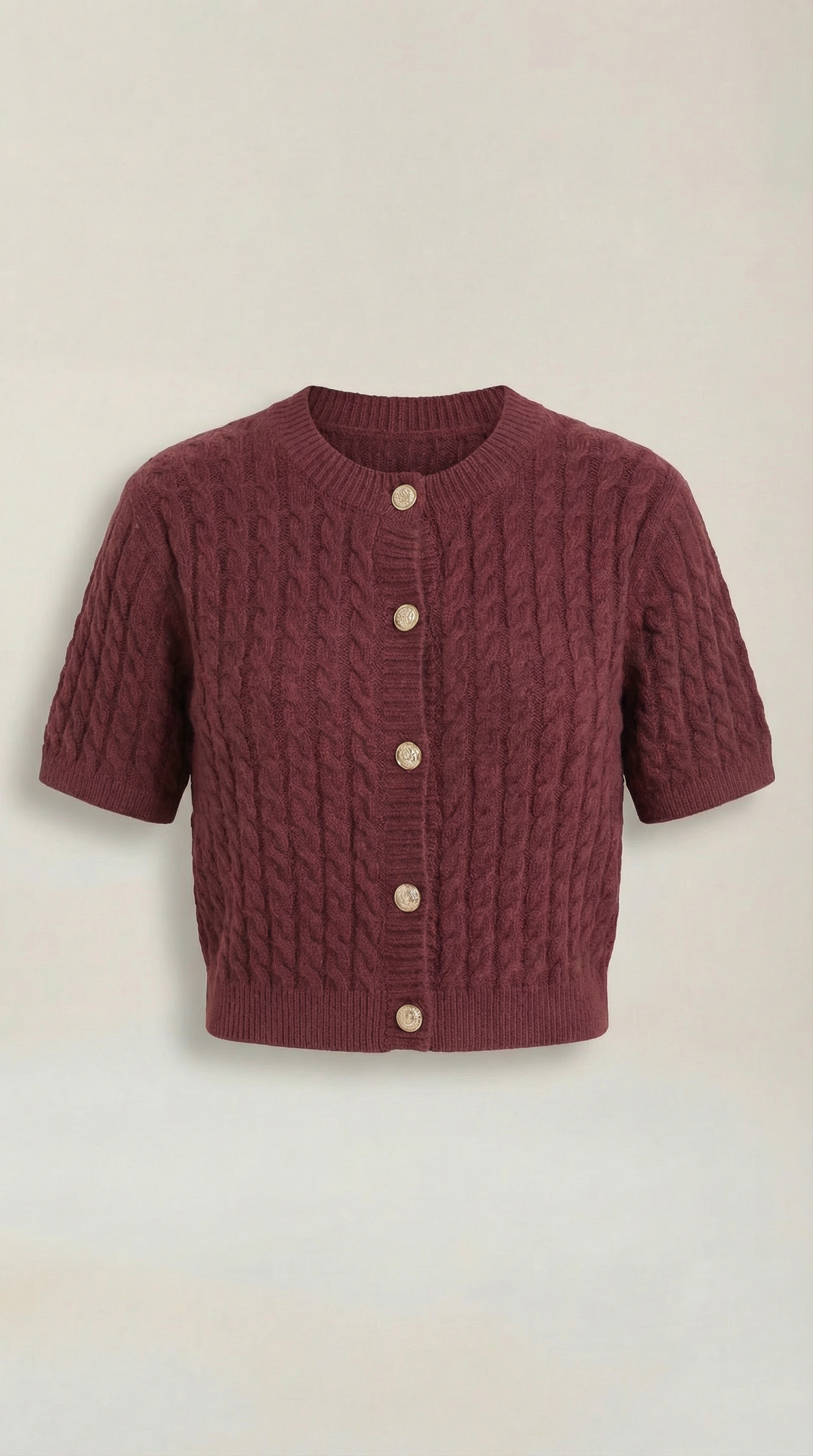 Cardigan Corto Donna in Maglia a Cable Texture Vintage