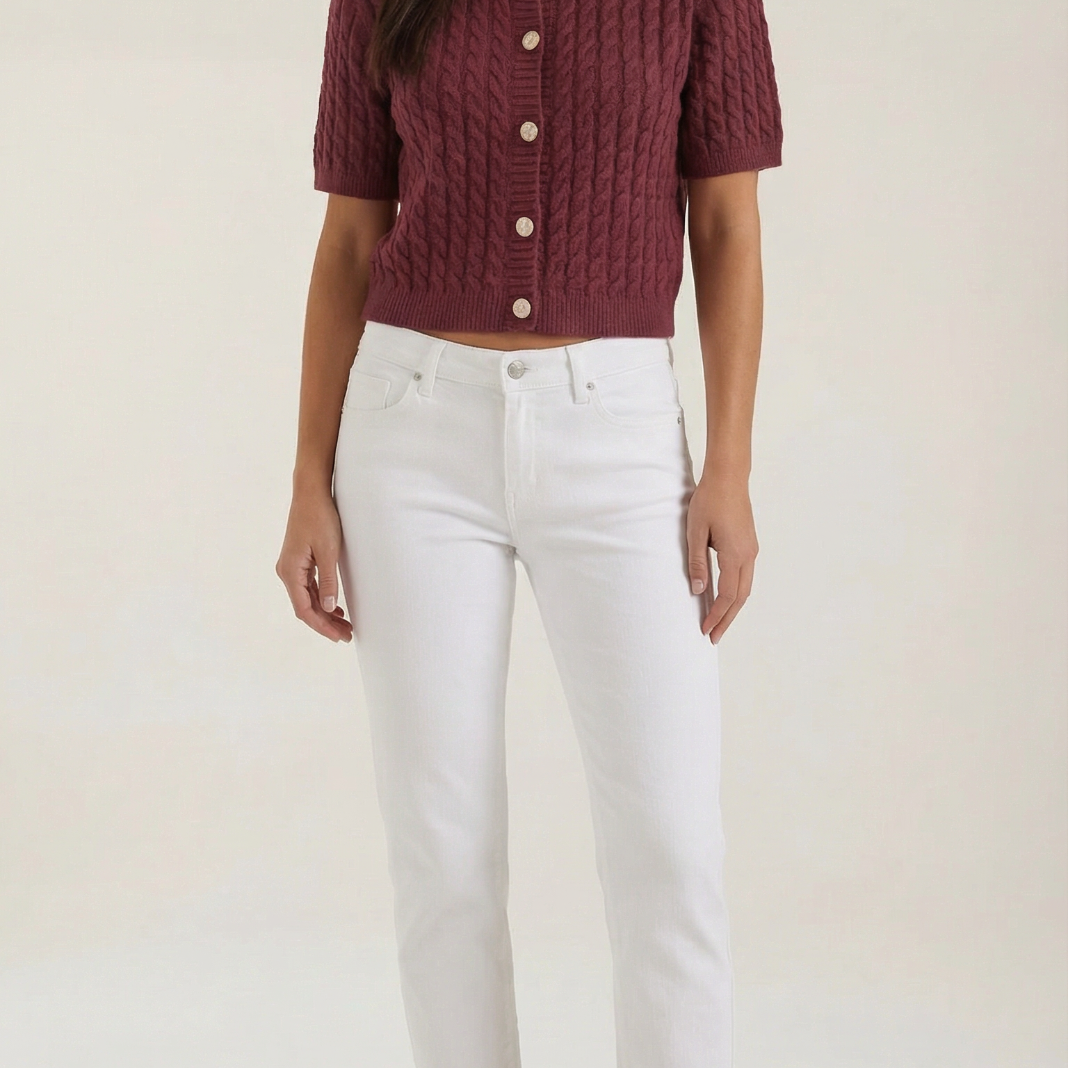 Cardigan Corto Donna in Maglia a Cable Texture Vintage