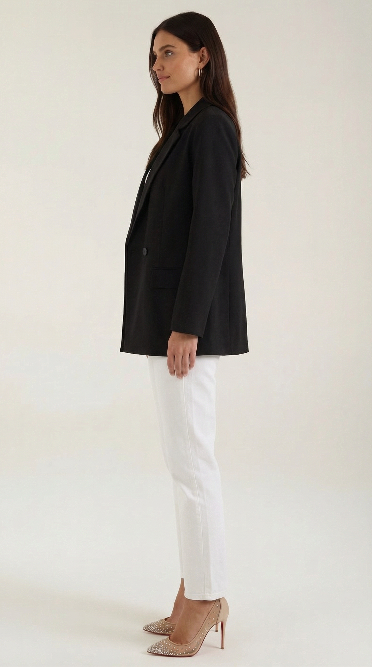 Blazer Donna Classico Longline Spalle Strutturate Sartoriale