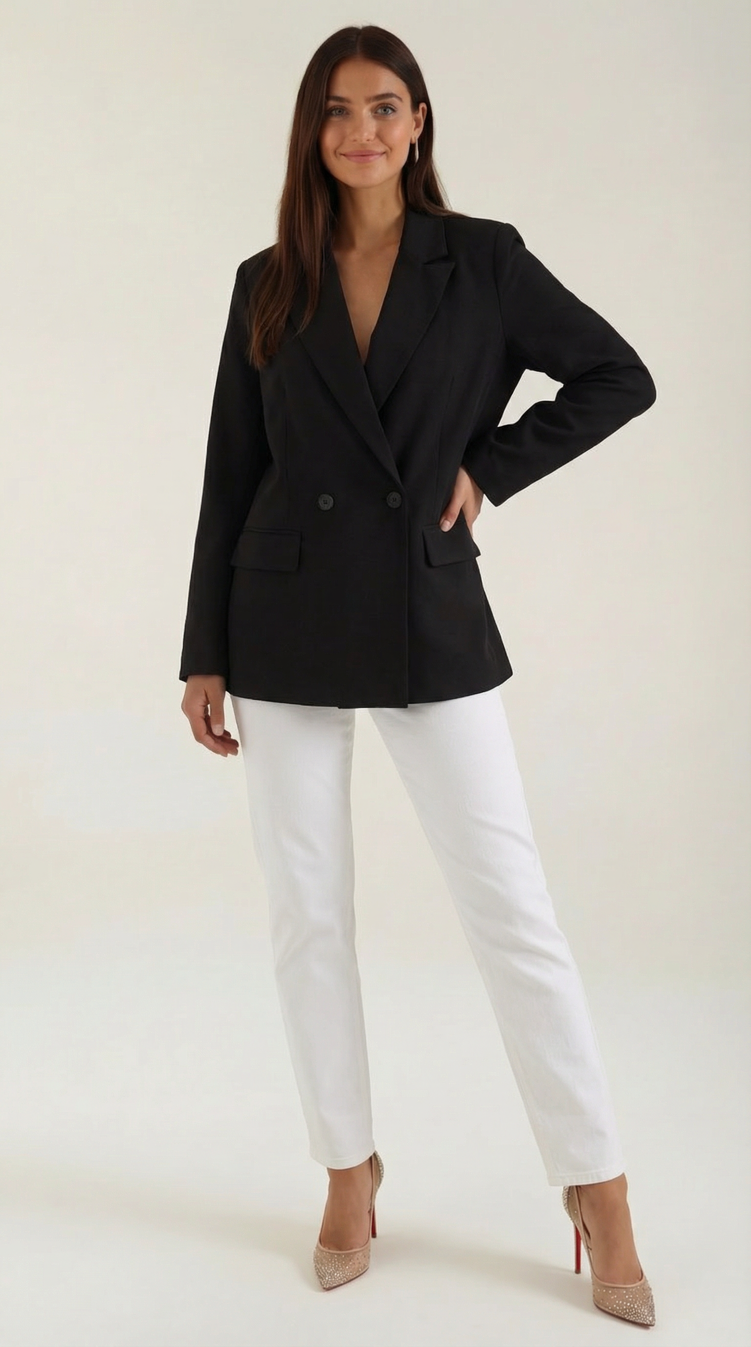 Blazer Donna Classico Longline Spalle Strutturate Sartoriale