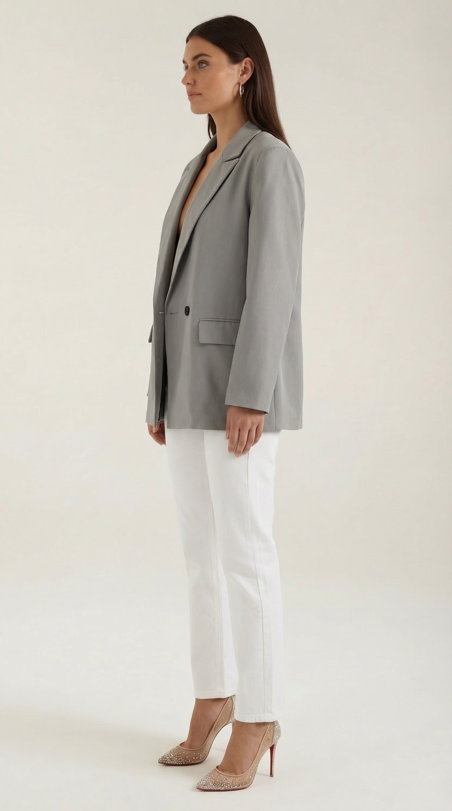 Blazer Donna Classico Longline Spalle Strutturate Sartoriale