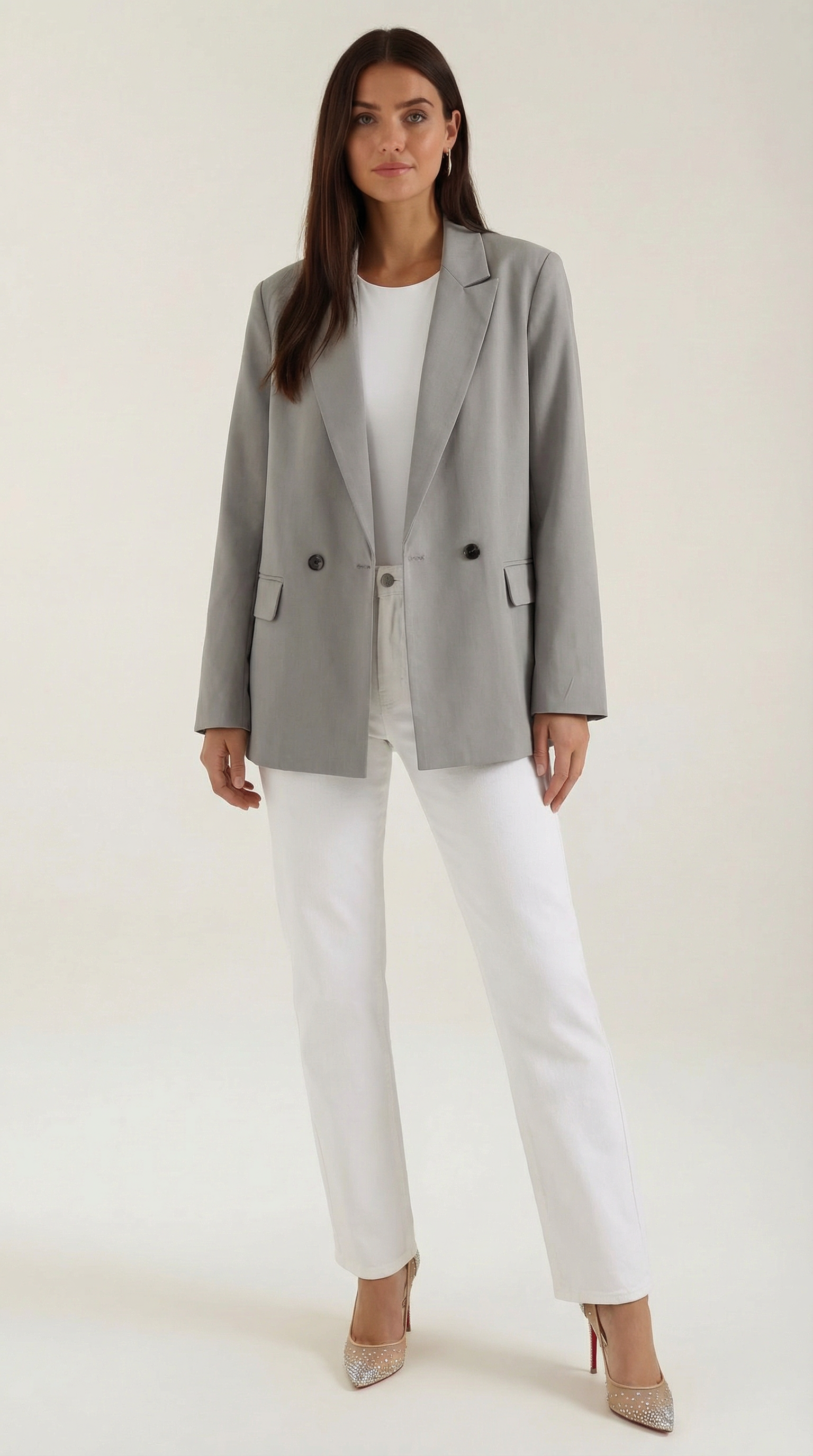 Blazer Donna Classico Longline Spalle Strutturate Sartoriale
