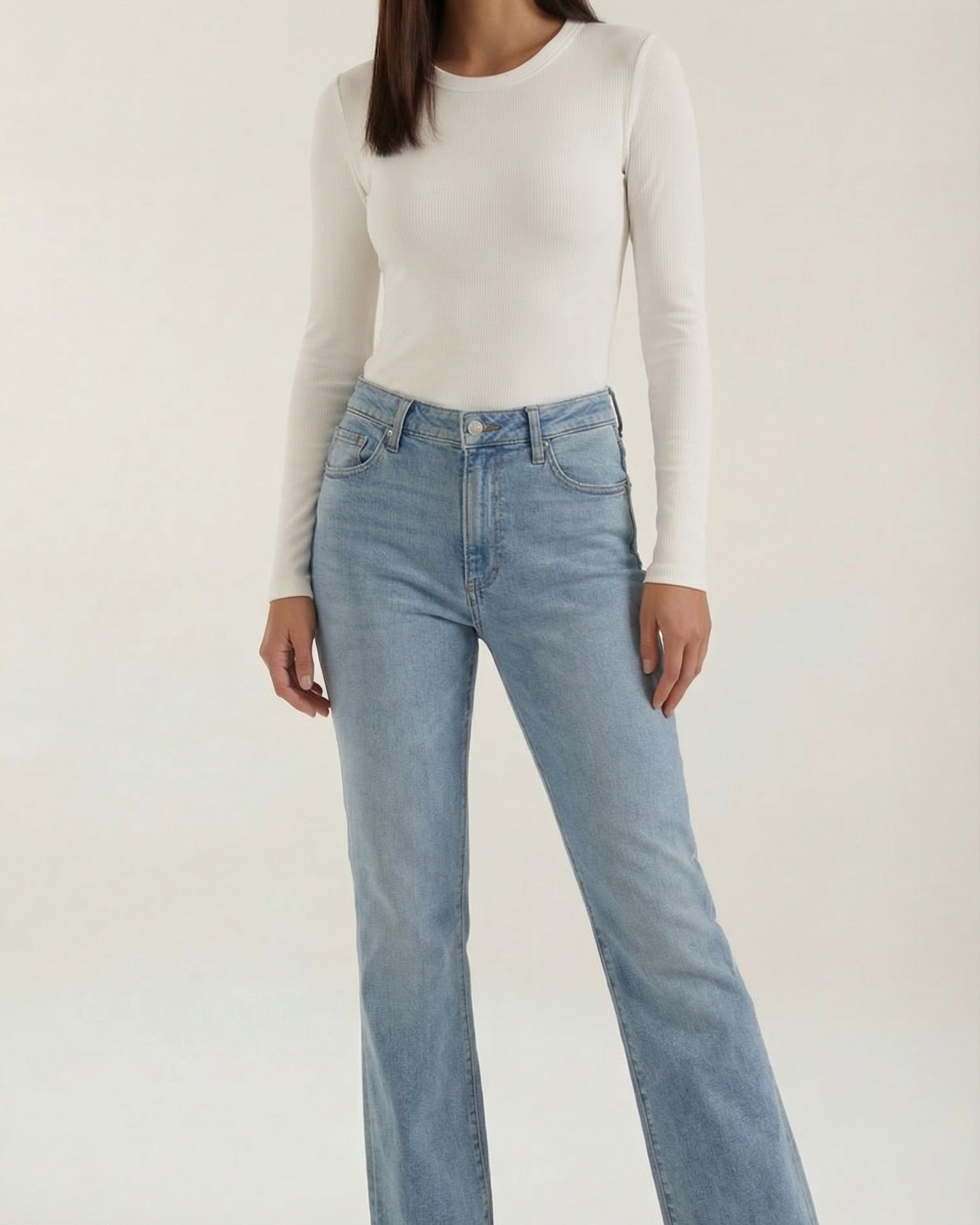 Maglia Donna Maniche Lunghe a Coste Scollo Rotondo Morbida