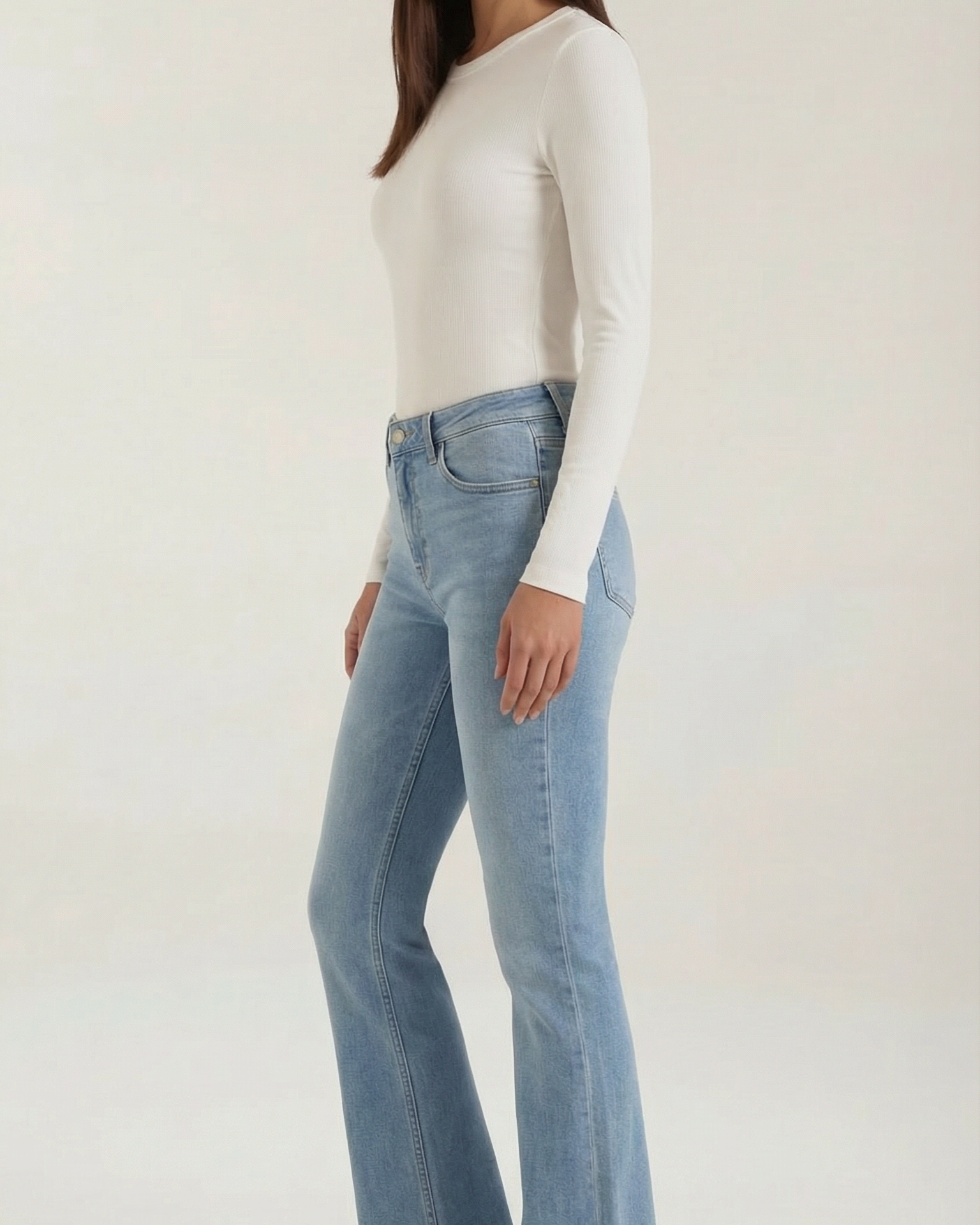 Maglia Donna Maniche Lunghe a Coste Scollo Rotondo Morbida