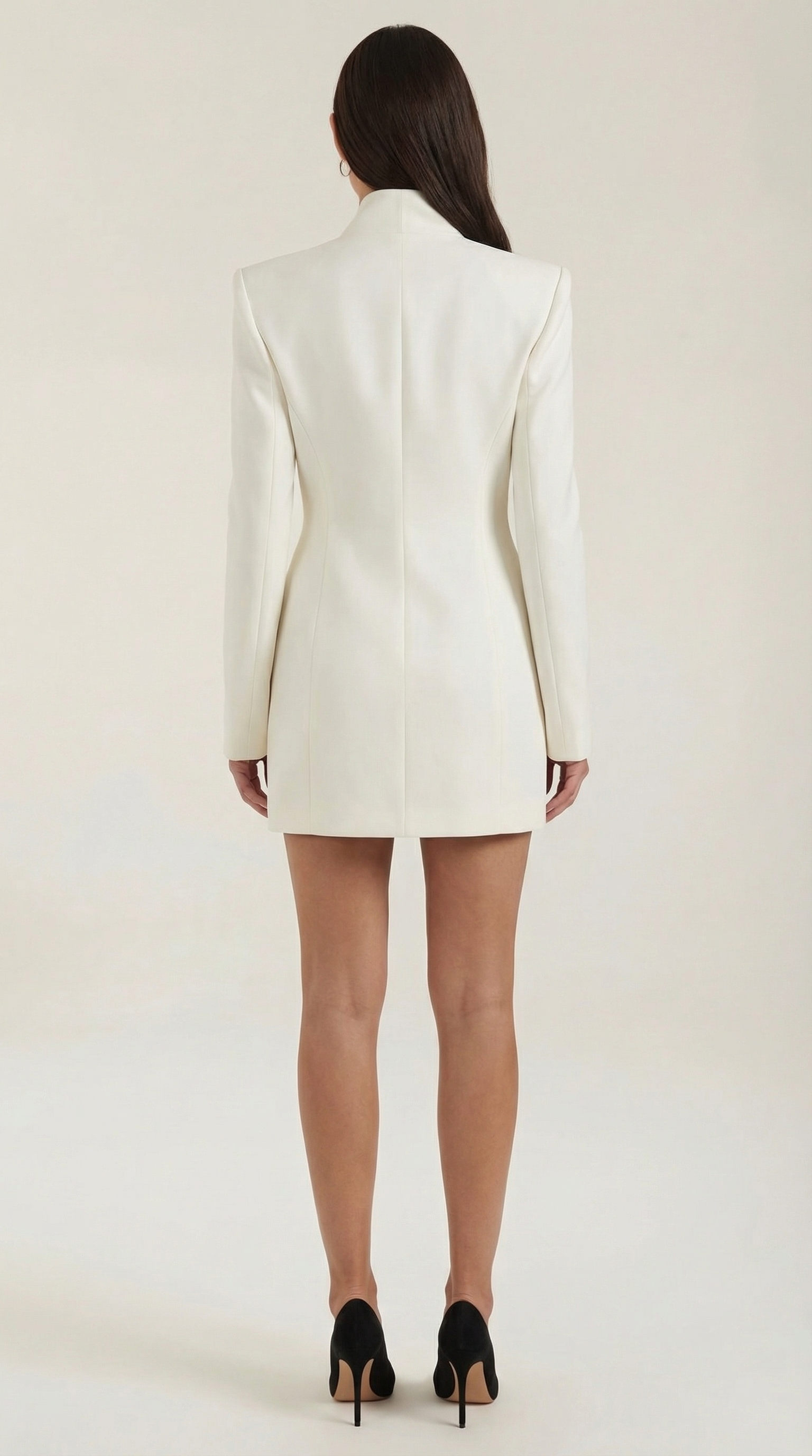 Abito Blazer Corto Donna Spalle Marcate Chiusura Asimmetrica