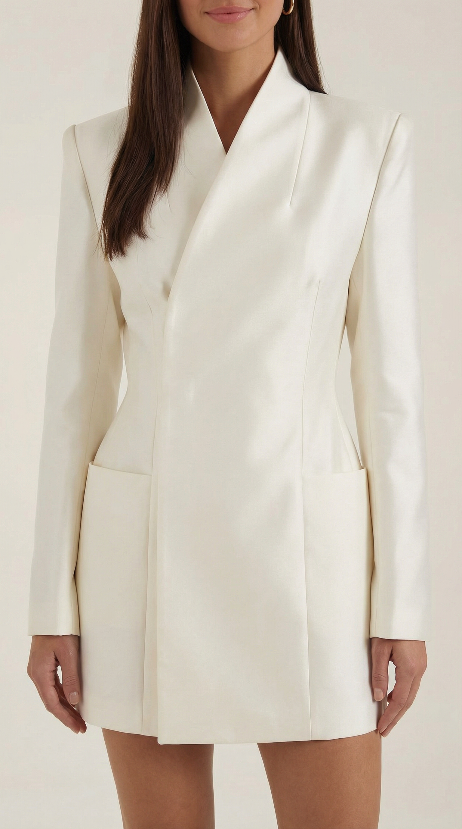 Abito Blazer Corto Donna Spalle Marcate Chiusura Asimmetrica