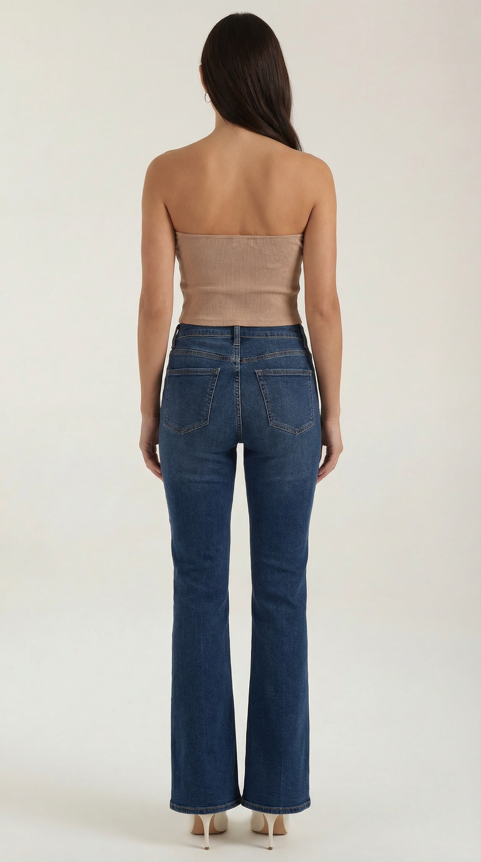 Canotta Donna Senza Spalline a Coste Bustier Aderente