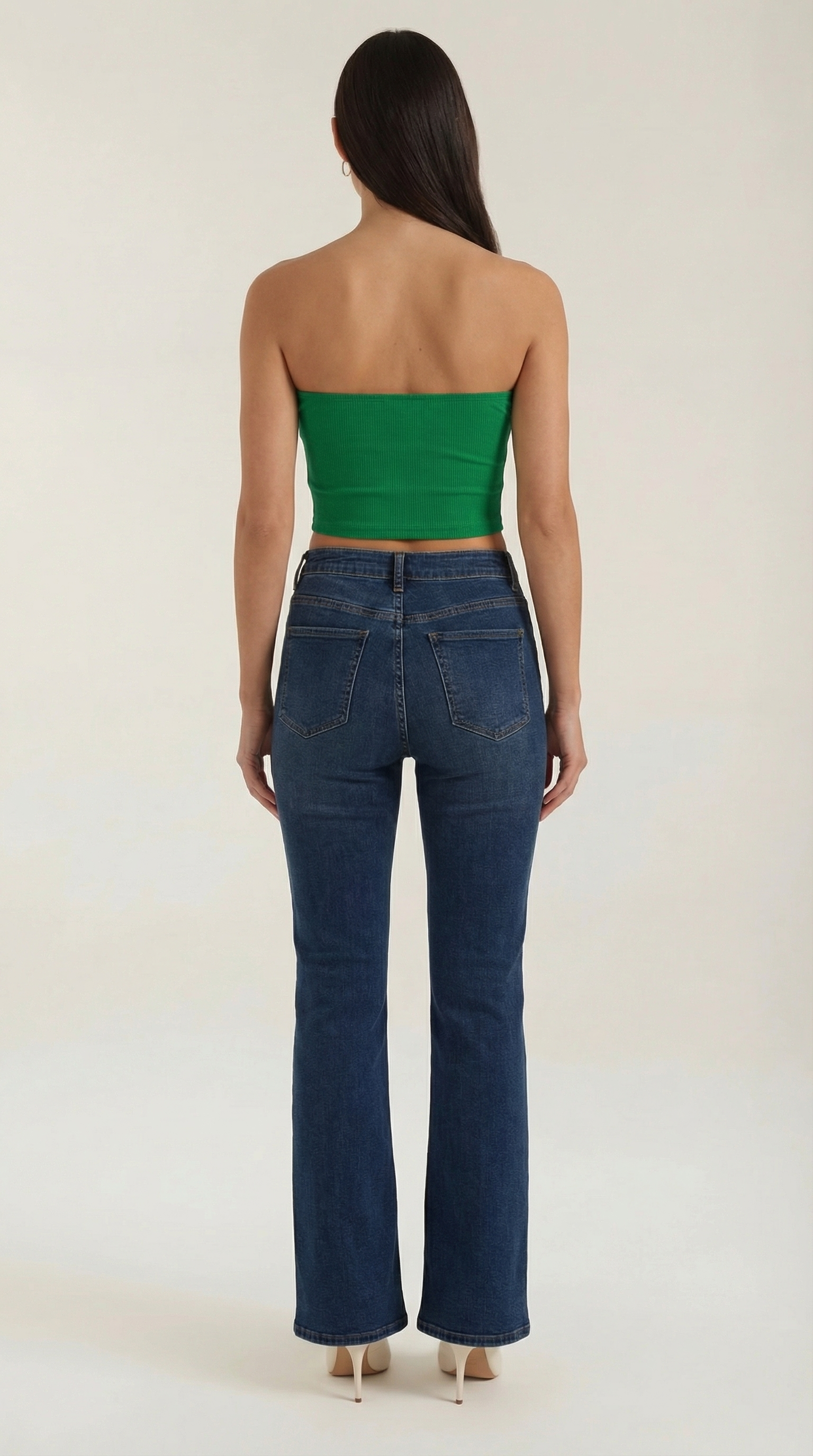 Canotta Donna Senza Spalline a Coste Bustier Aderente