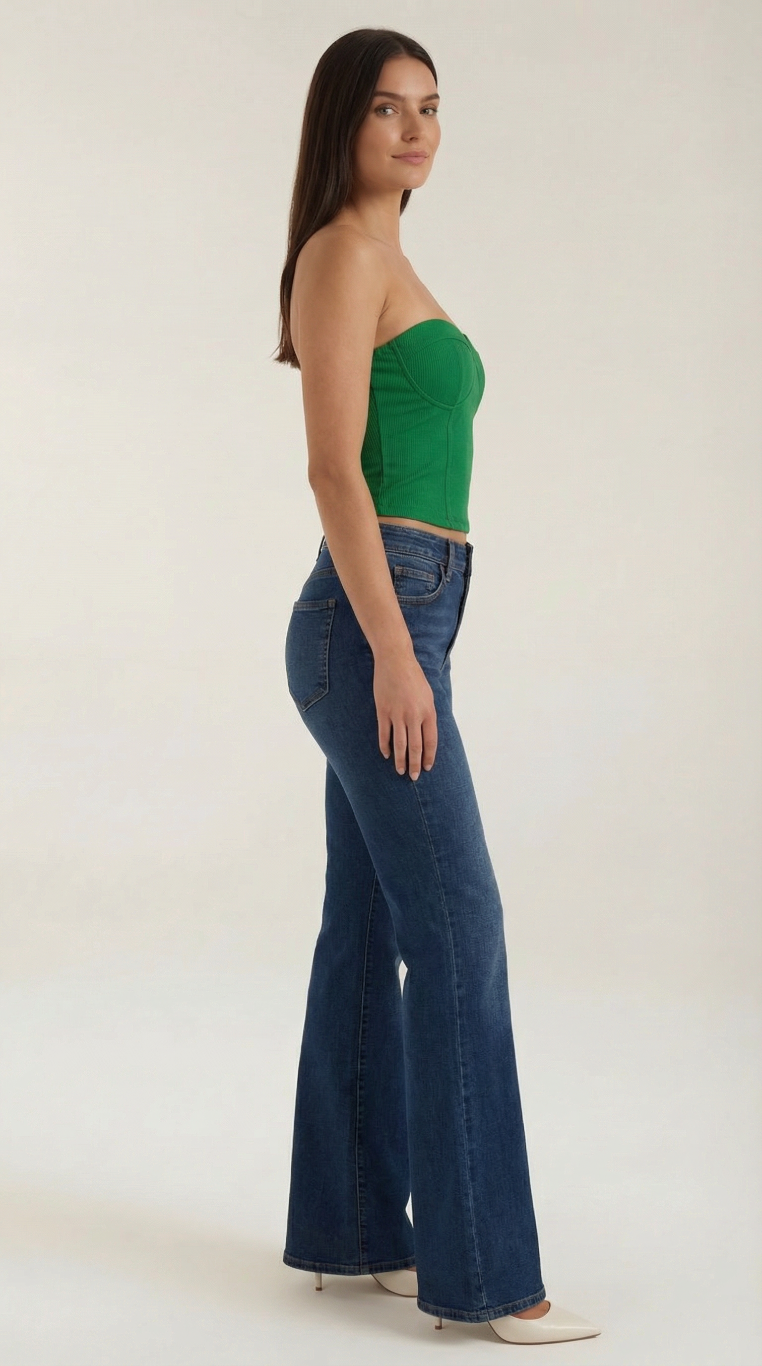 Canotta Donna Senza Spalline a Coste Bustier Aderente