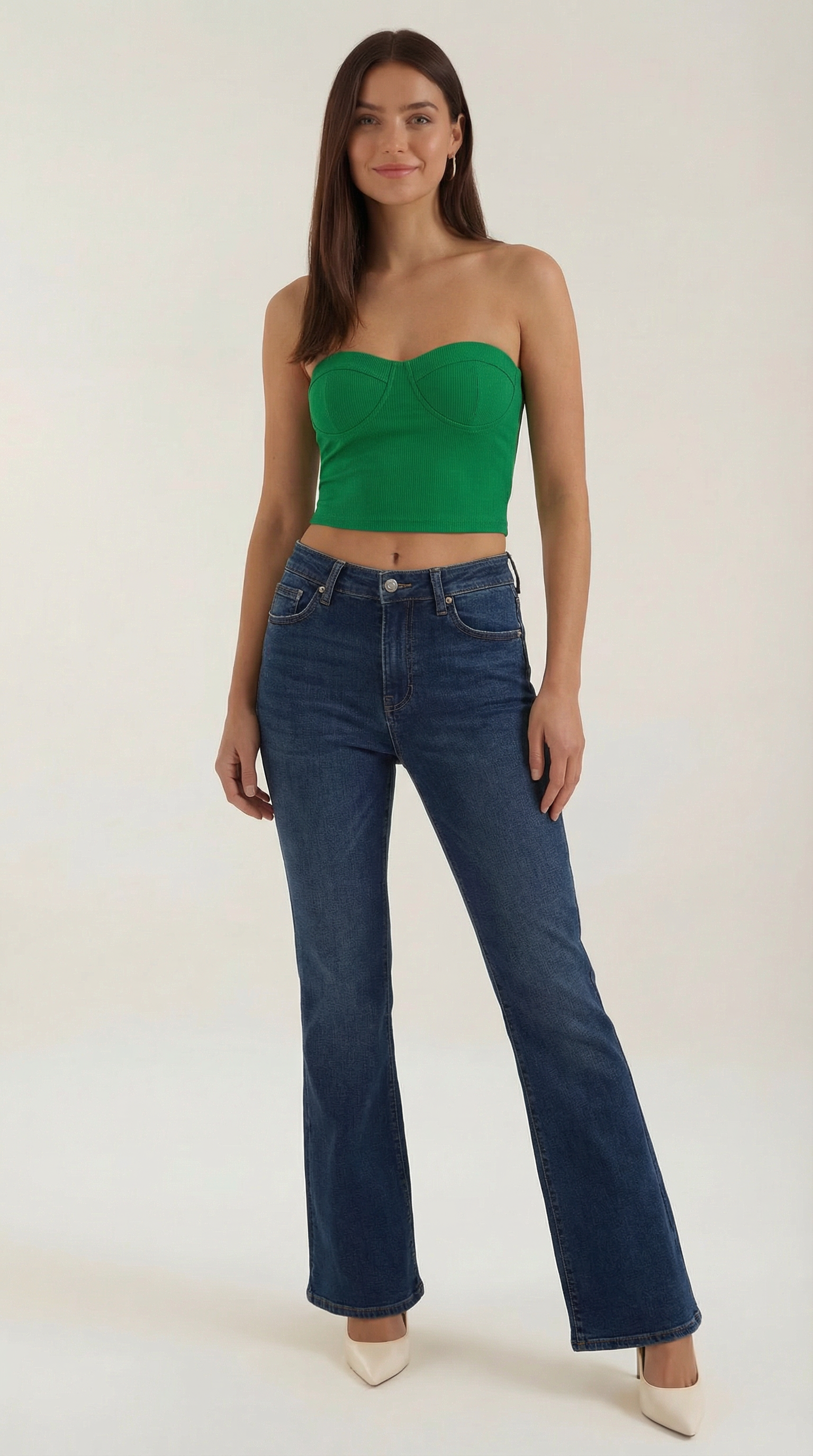 Canotta Donna Senza Spalline a Coste Bustier Aderente