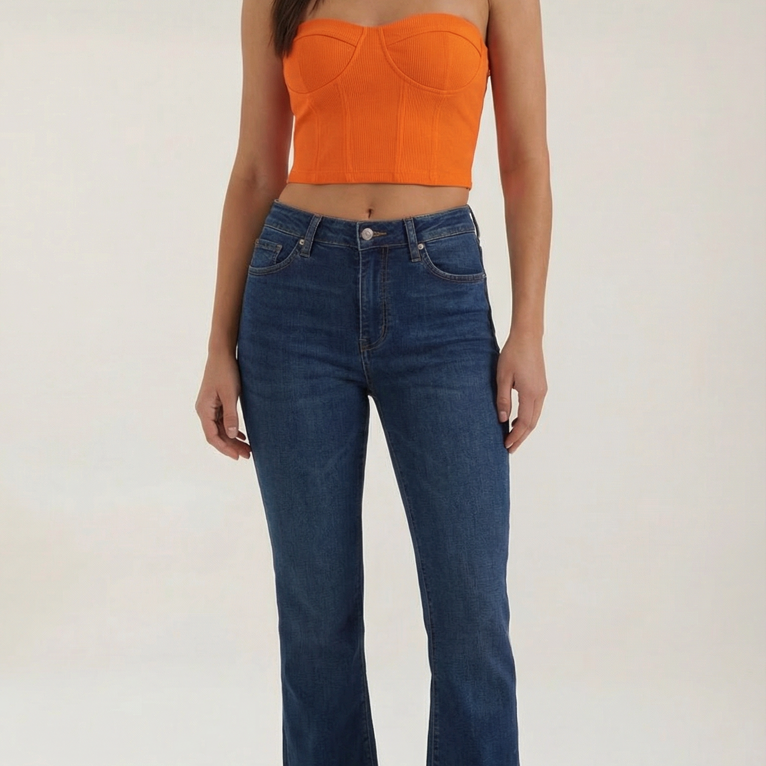 Canotta Donna Senza Spalline a Coste Bustier Aderente