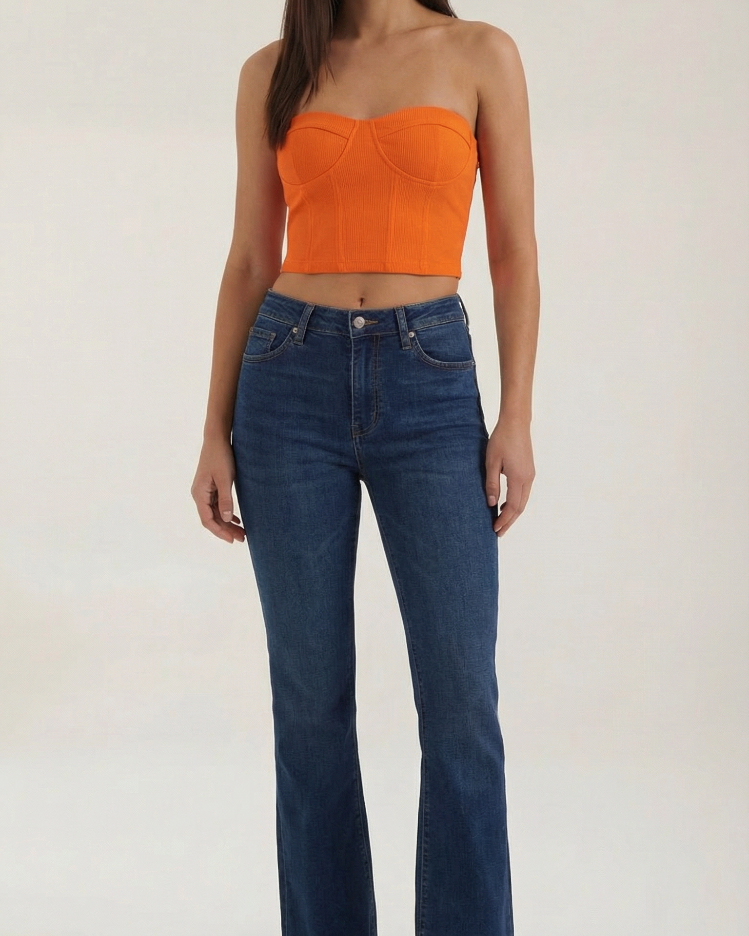 Canotta Donna Senza Spalline a Coste Bustier Aderente