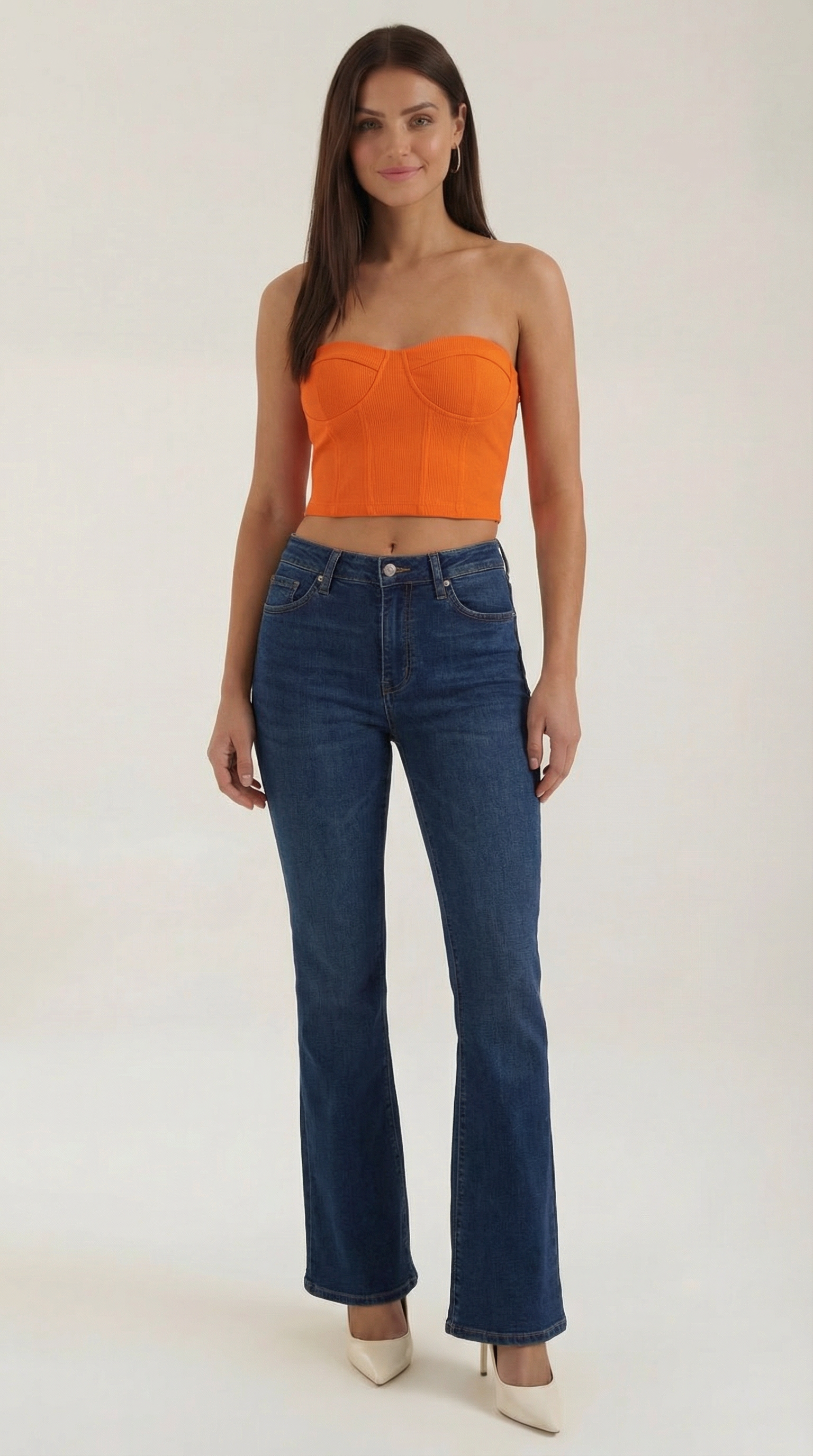 Canotta Donna Senza Spalline a Coste Bustier Aderente