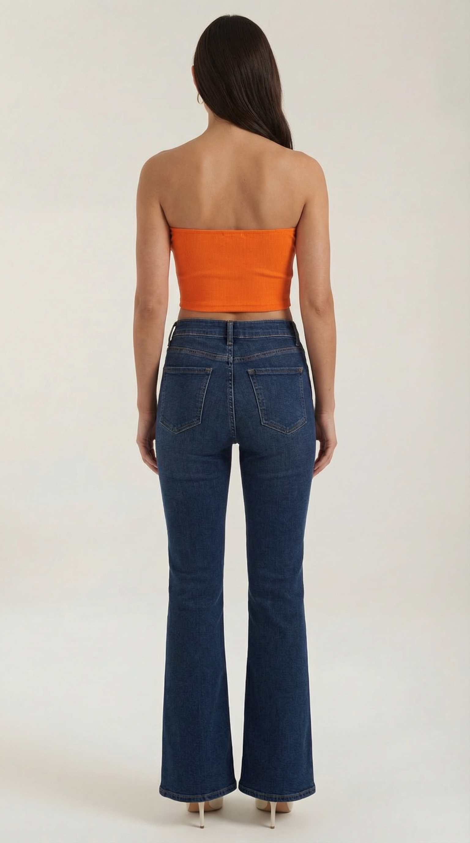 Canotta Donna Senza Spalline a Coste Bustier Aderente