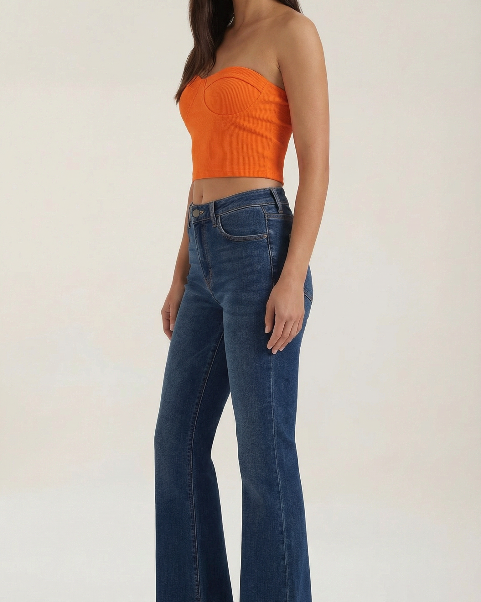 Canotta Donna Senza Spalline a Coste Bustier Aderente