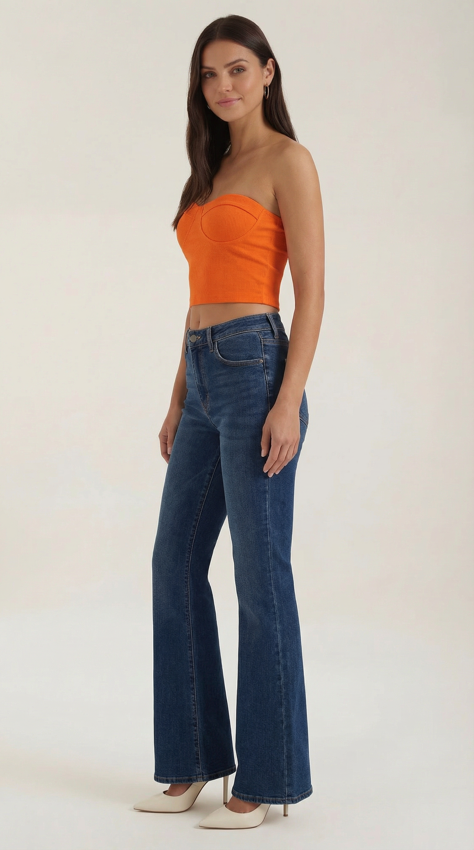 Canotta Donna Senza Spalline a Coste Bustier Aderente