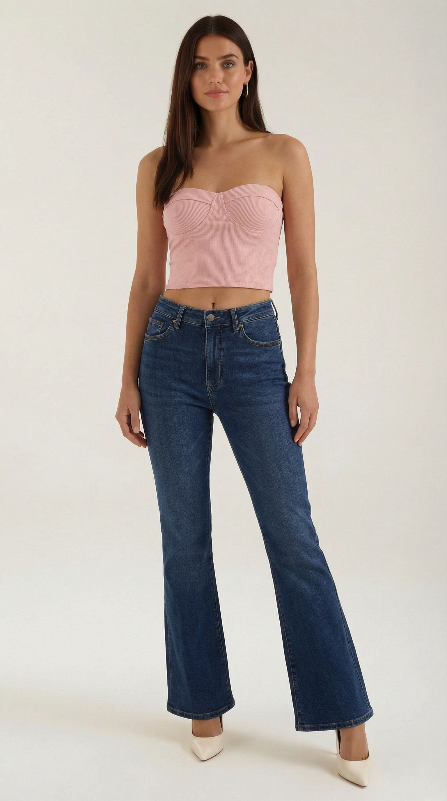 Canotta Donna Senza Spalline a Coste Bustier Aderente