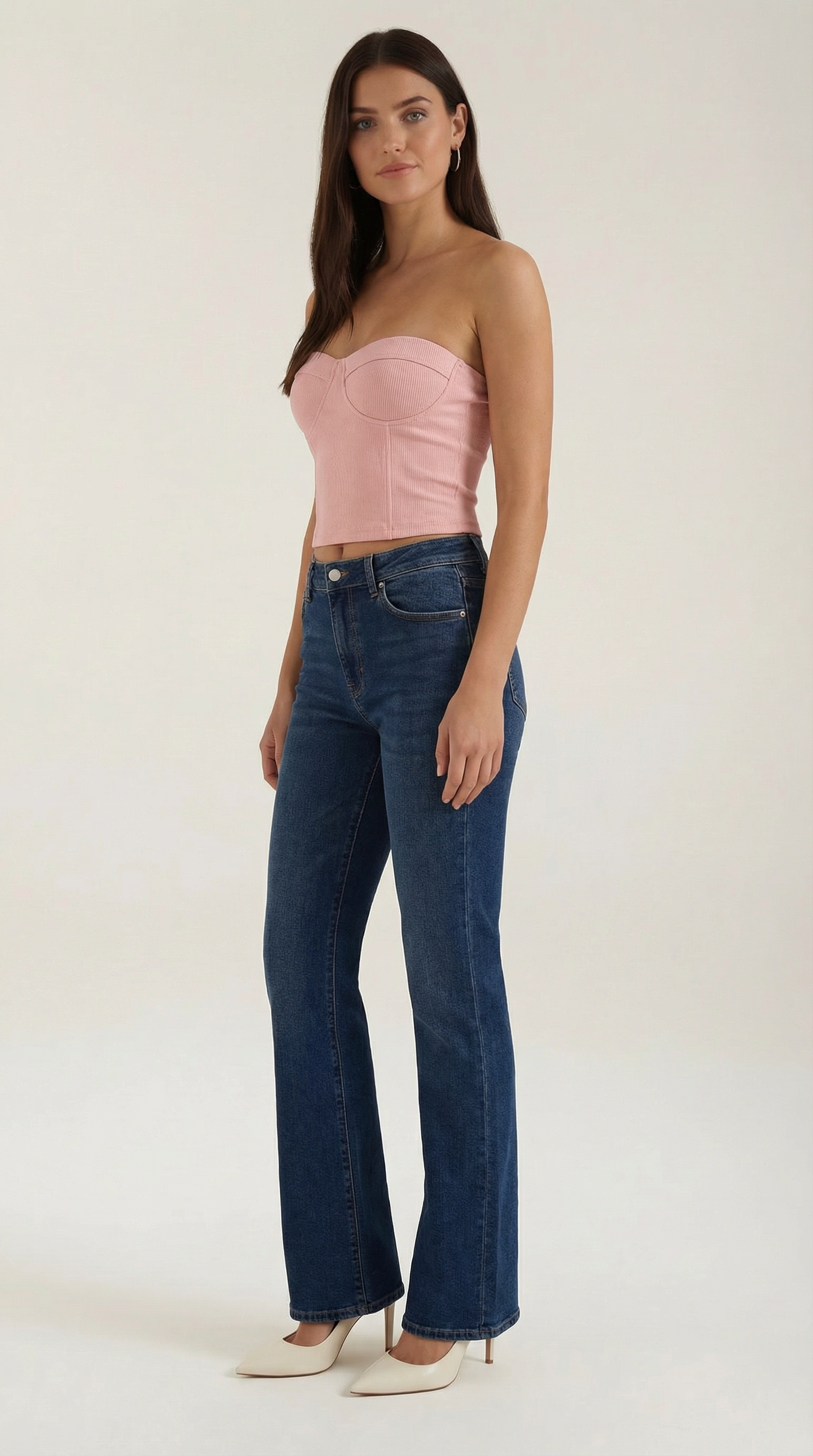 Canotta Donna Senza Spalline a Coste Bustier Aderente