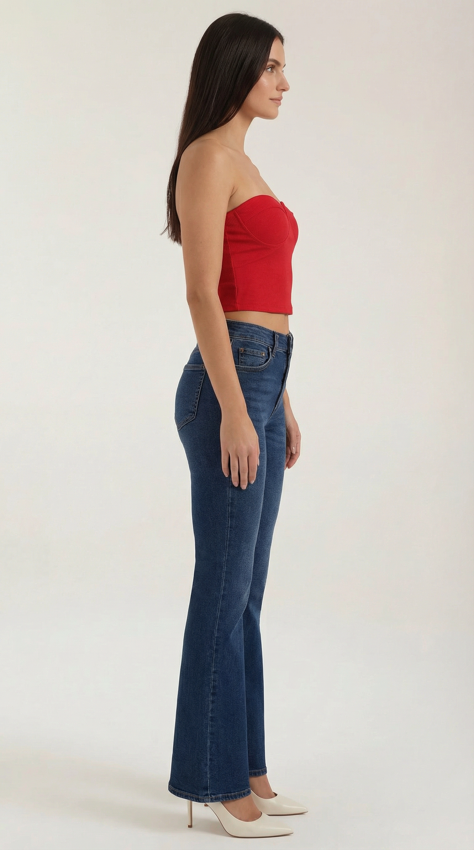 Canotta Donna Senza Spalline a Coste Bustier Aderente