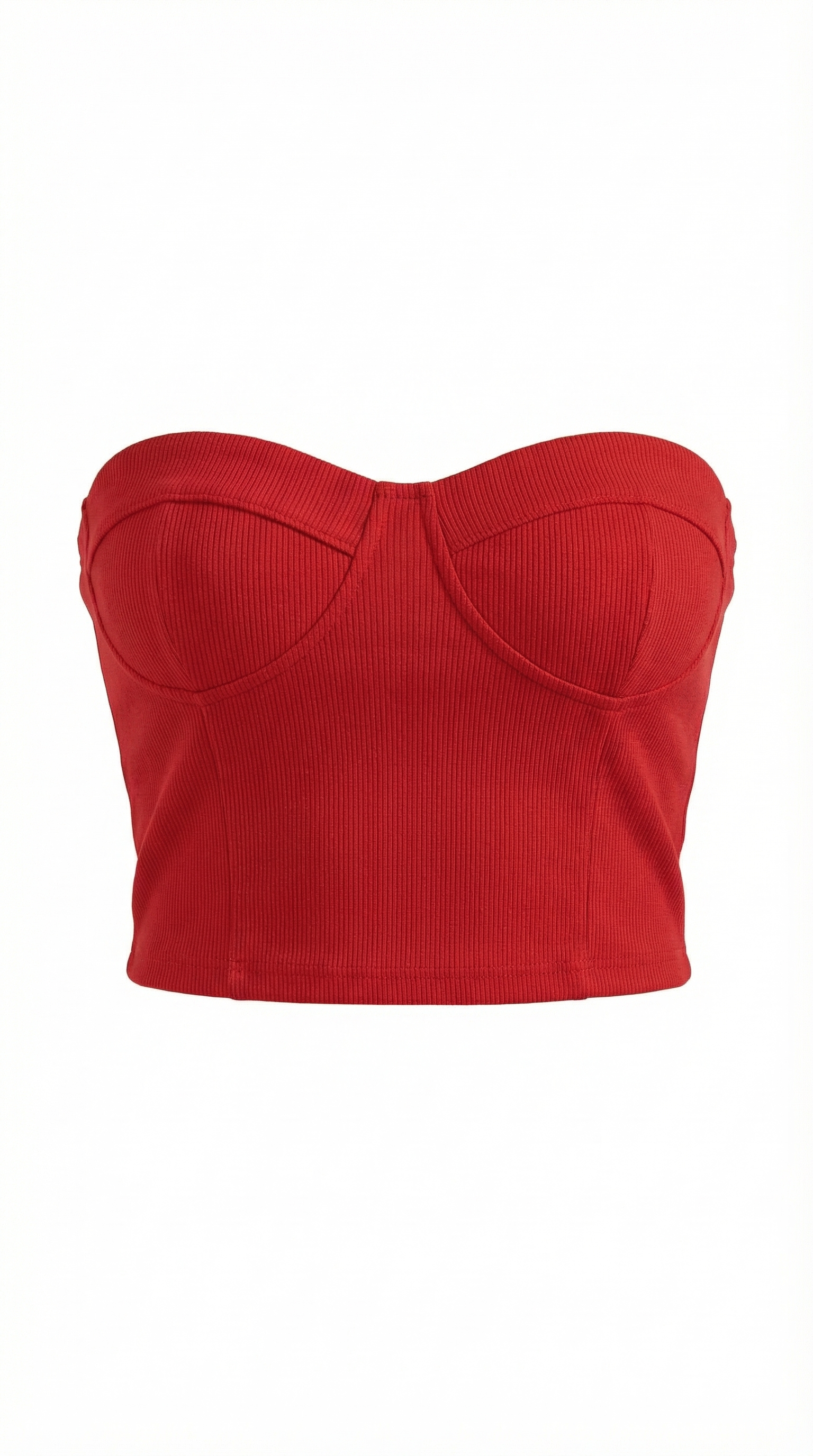 Canotta Donna Senza Spalline a Coste Bustier Aderente