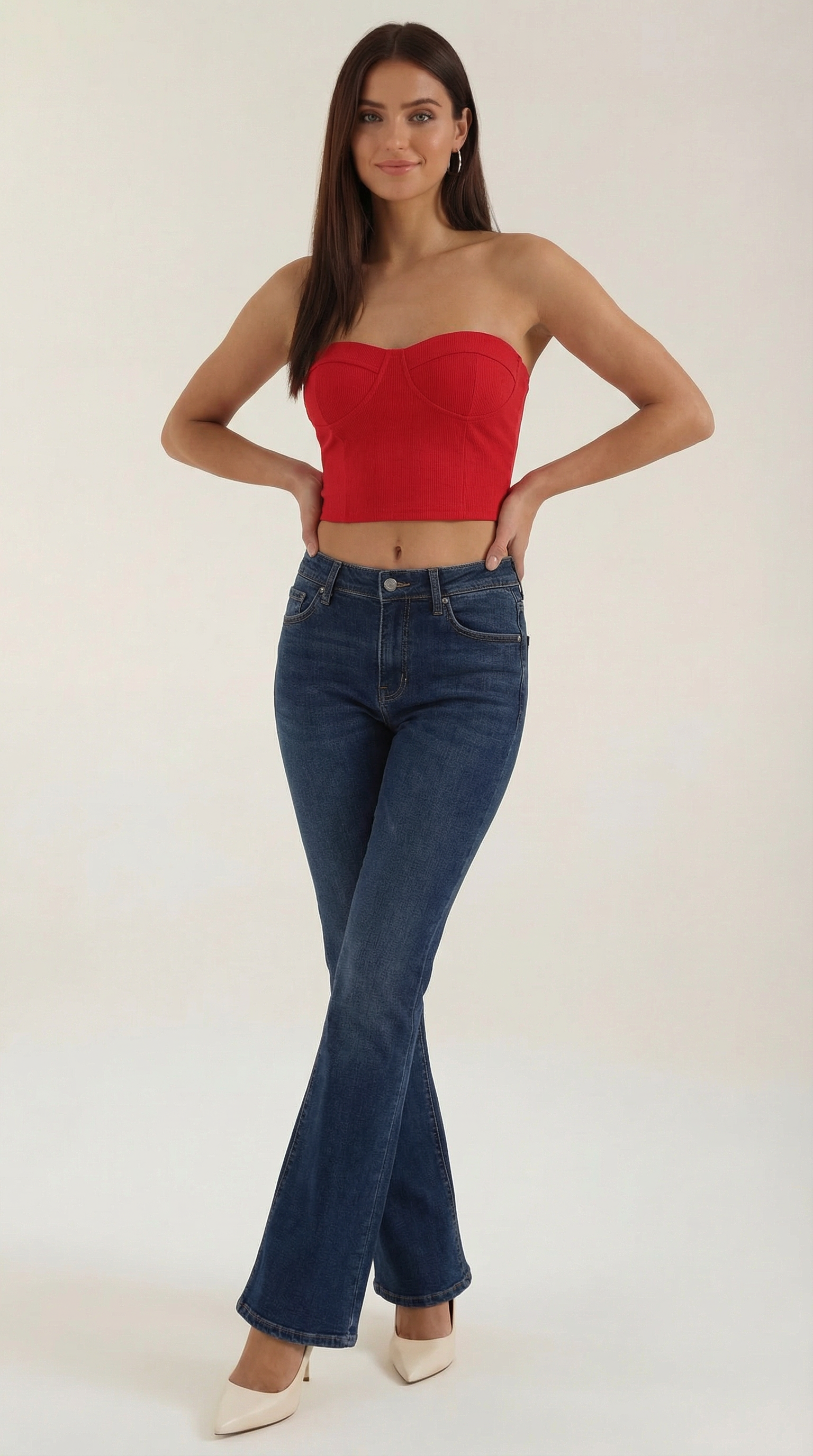 Canotta Donna Senza Spalline a Coste Bustier Aderente