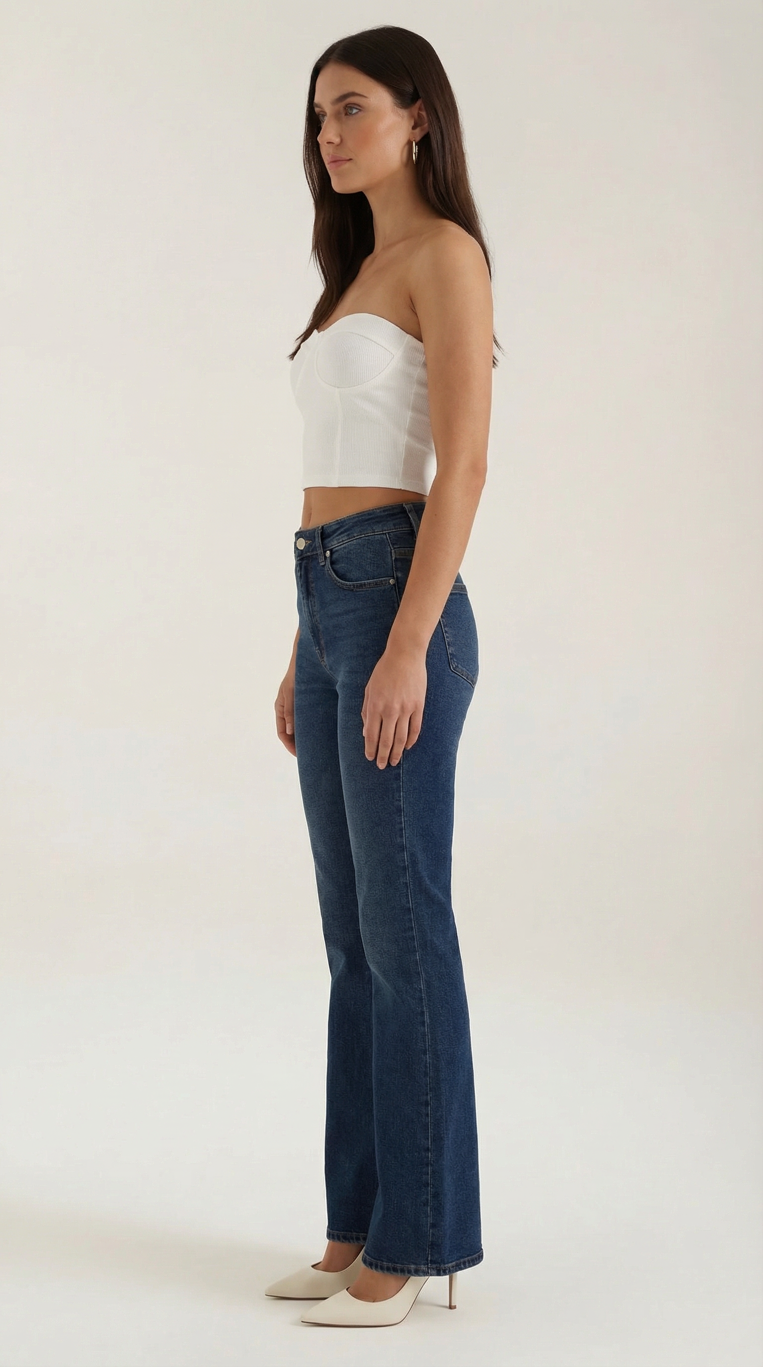 Canotta Donna Senza Spalline a Coste Bustier Aderente