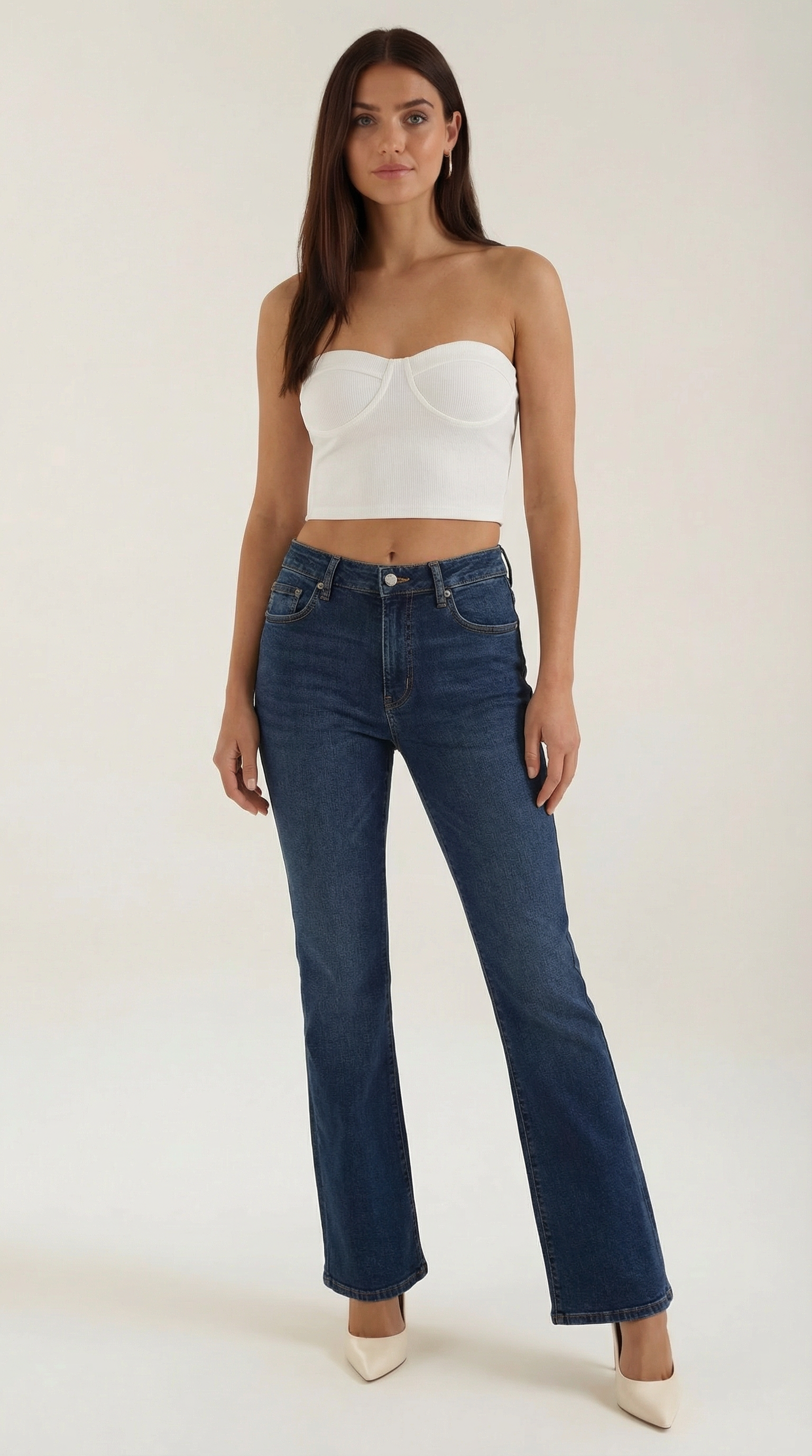 Canotta Donna Senza Spalline a Coste Bustier Aderente