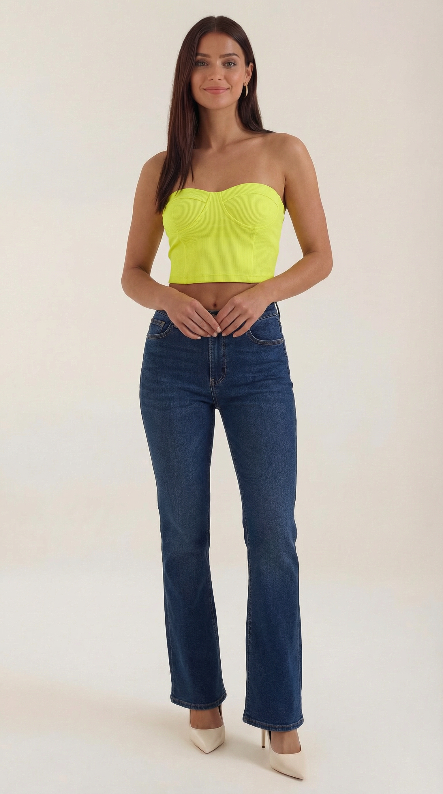 Canotta Donna Senza Spalline a Coste Bustier Aderente