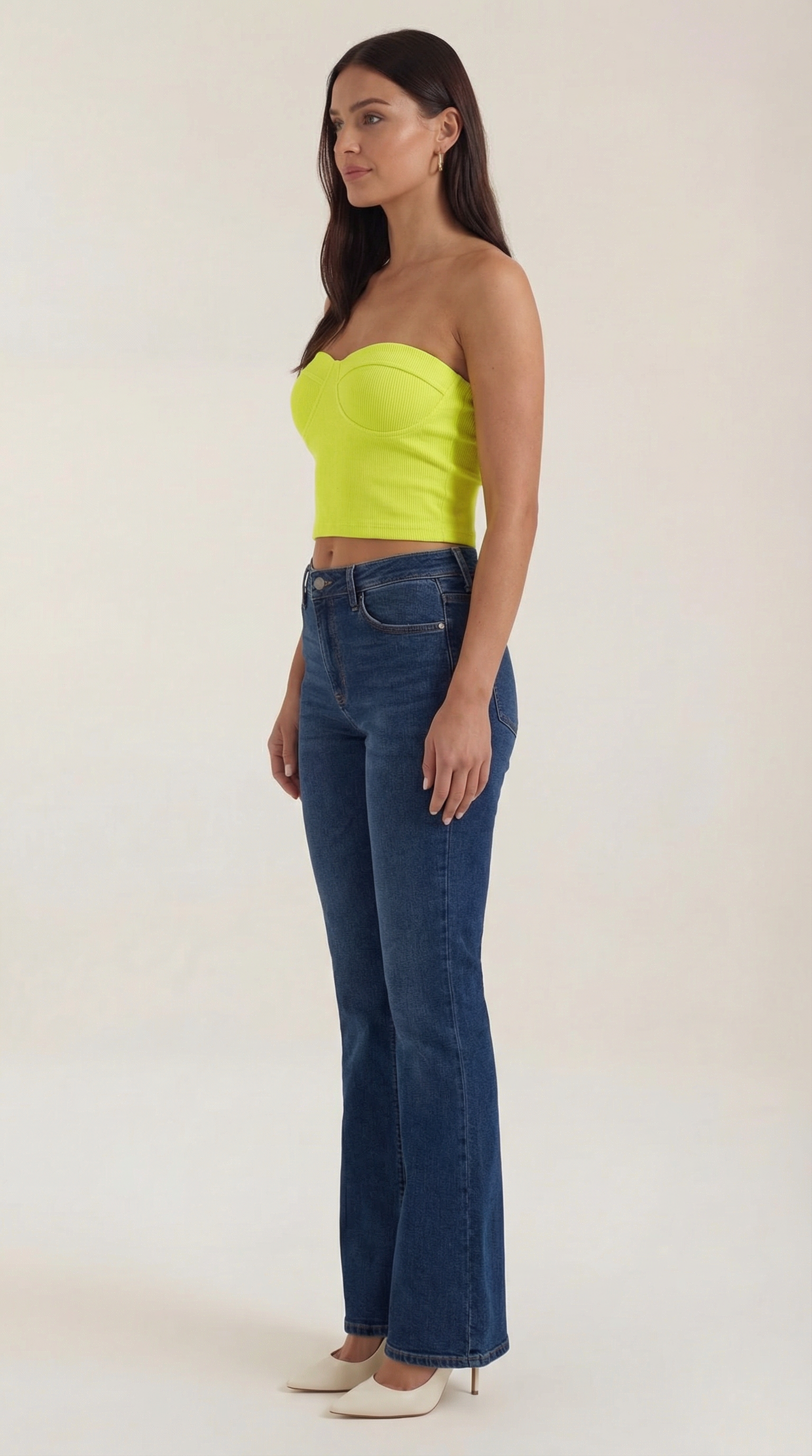 Canotta Donna Senza Spalline a Coste Bustier Aderente