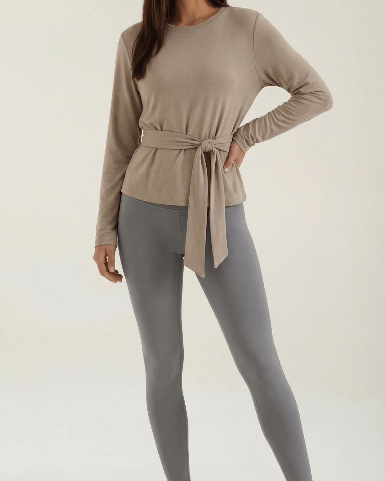 Aurazio Top Manica Lunga con Nodo Vita per Donna