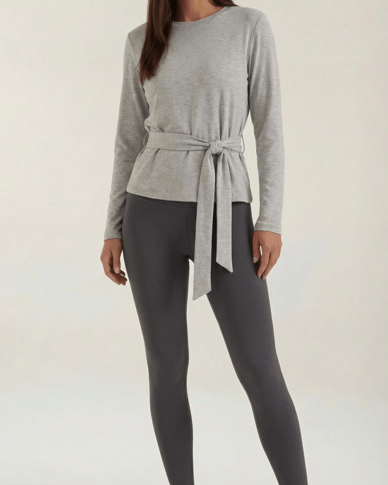 Aurazio Top Manica Lunga con Nodo Vita per Donna