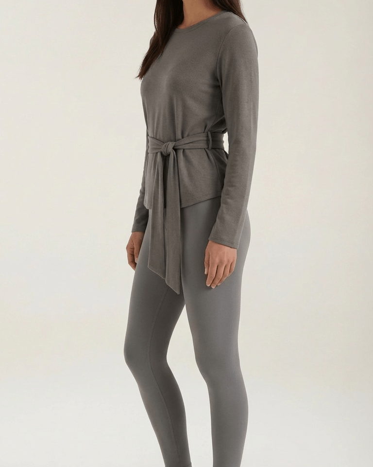 Aurazio Top Manica Lunga con Nodo Vita per Donna