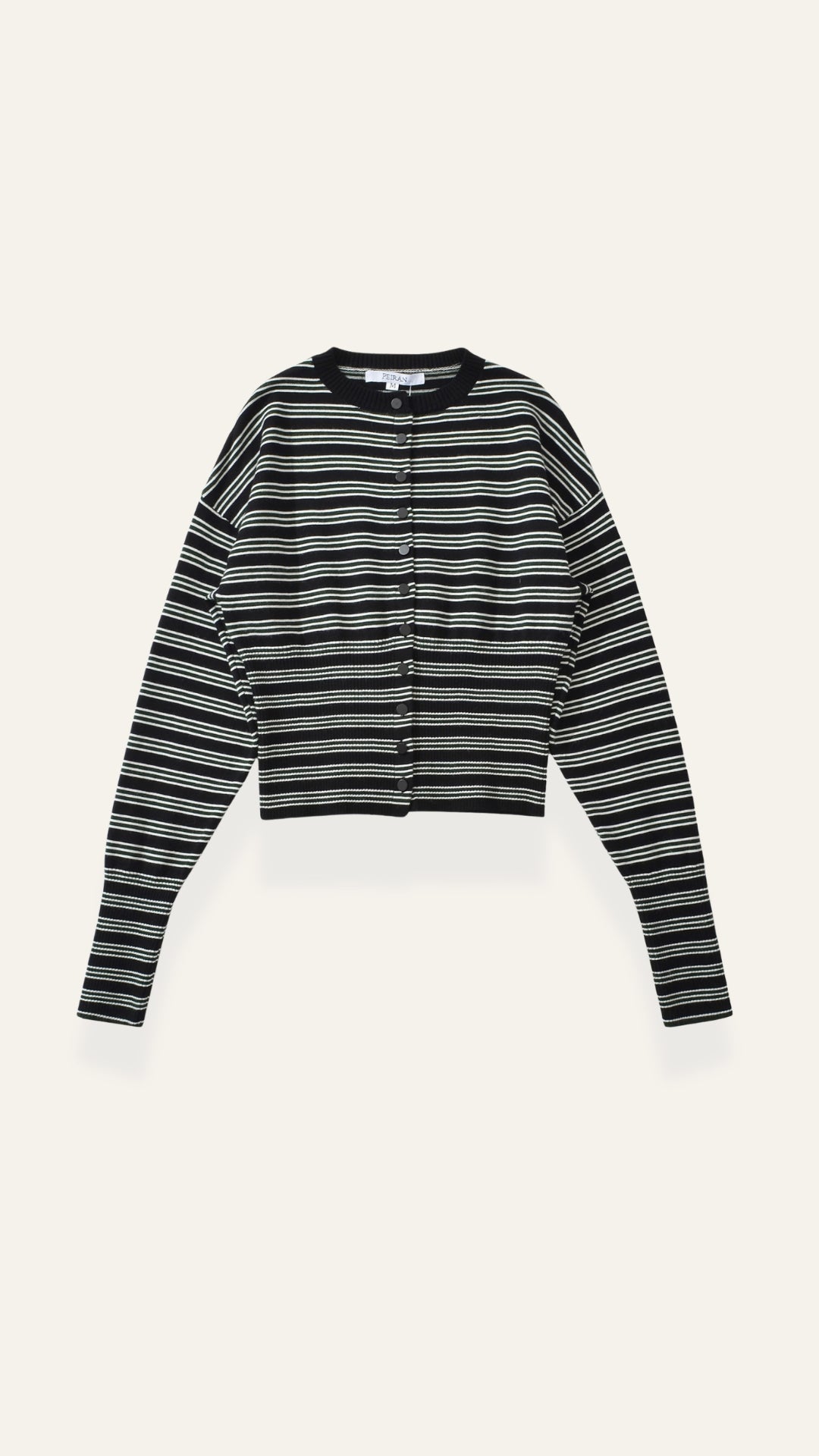 Cardigan Donna a Righe Cropped Morbido Rétro