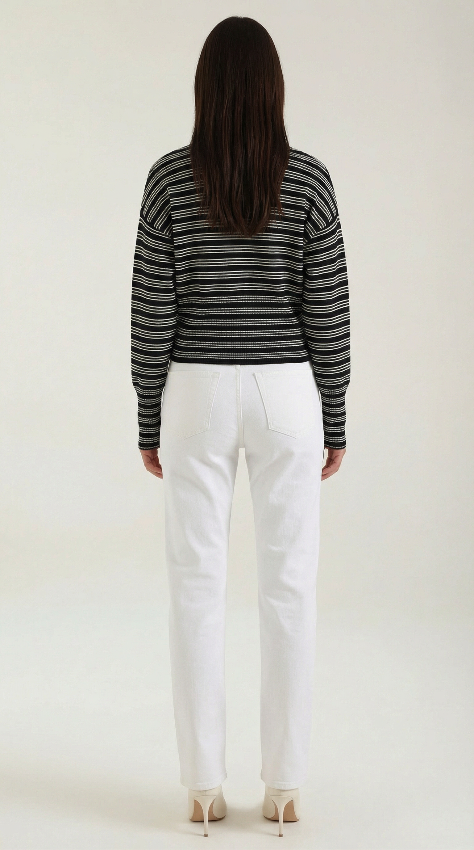 Cardigan Donna a Righe Cropped Morbido Rétro