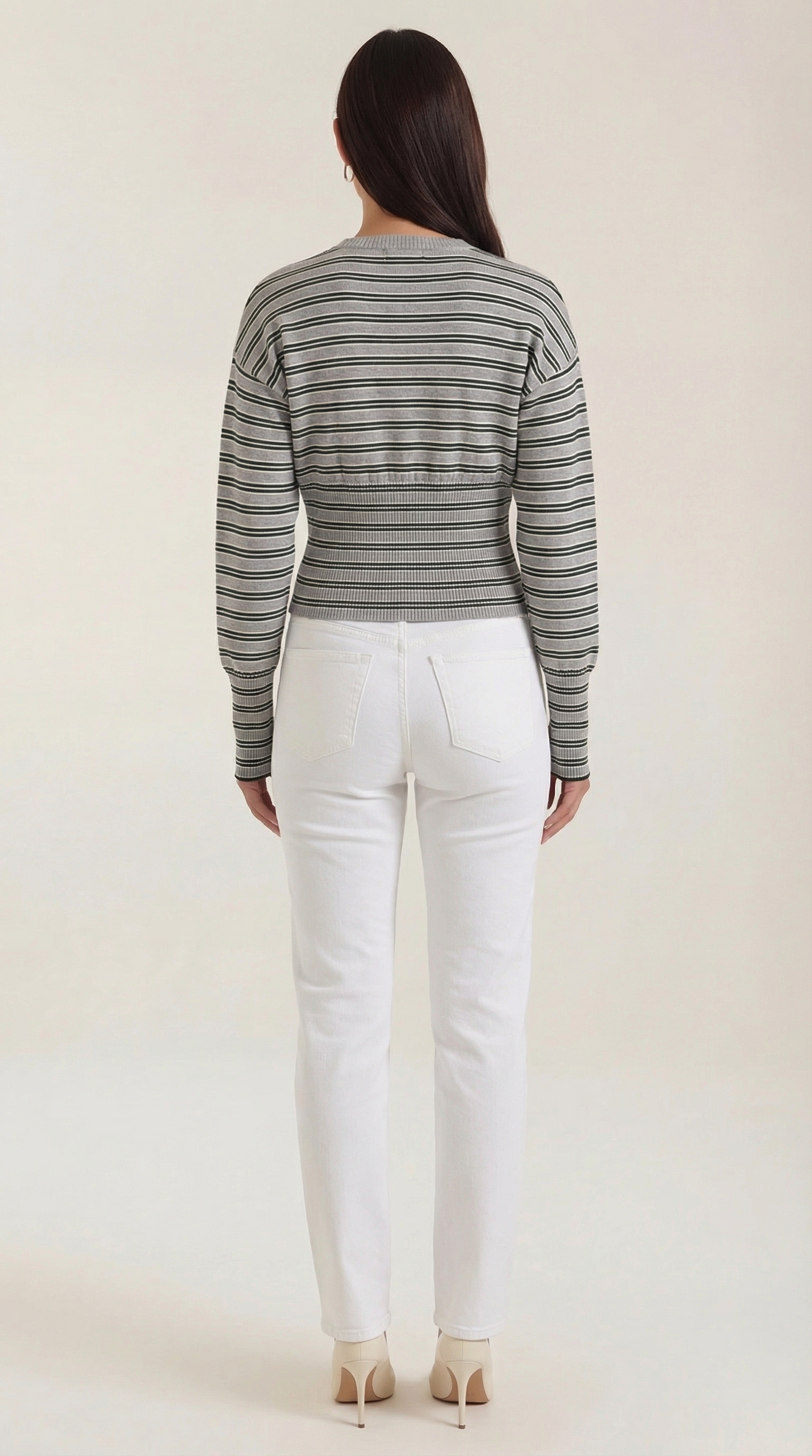 Cardigan Donna a Righe Cropped Morbido Rétro
