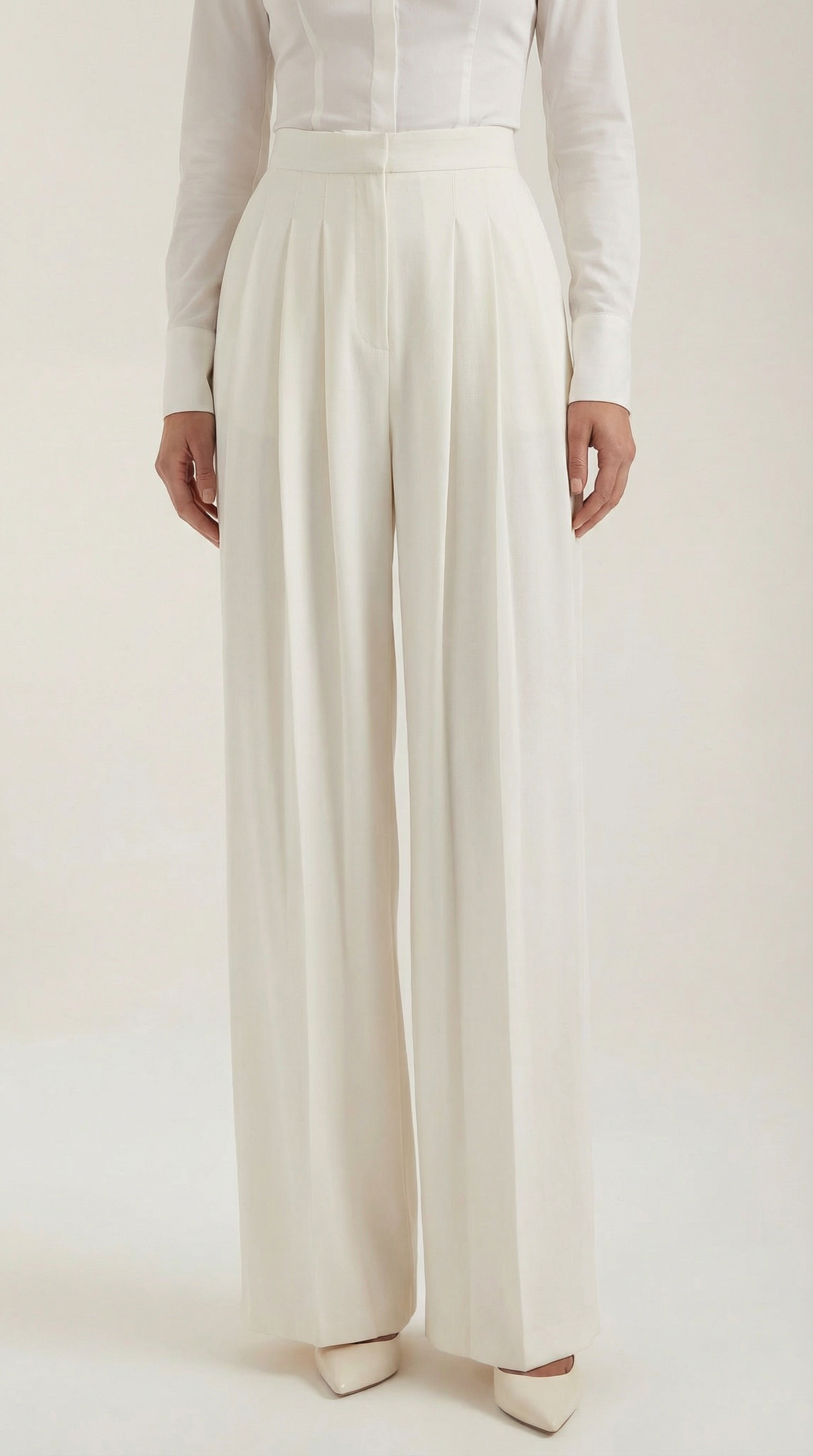 Pantaloni Donna Plissettati in Crepe Architettonici Eleganti
