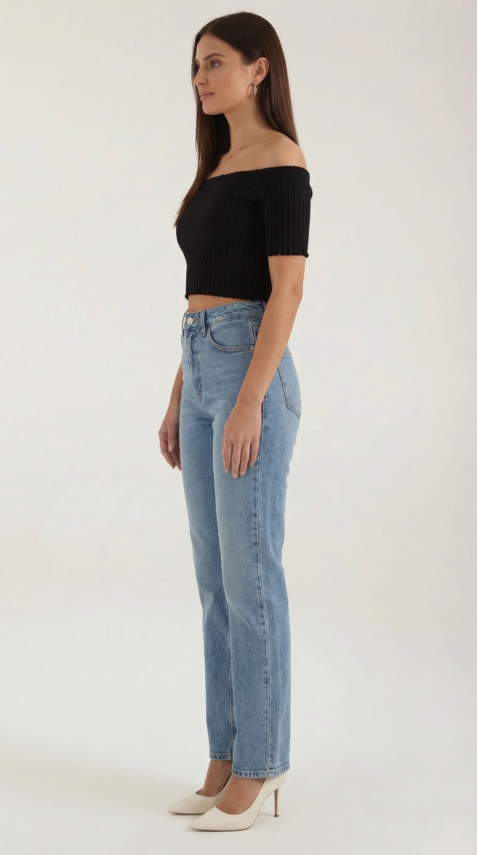 Top Corto Donna a Righe Scollo Quadrato Femminile