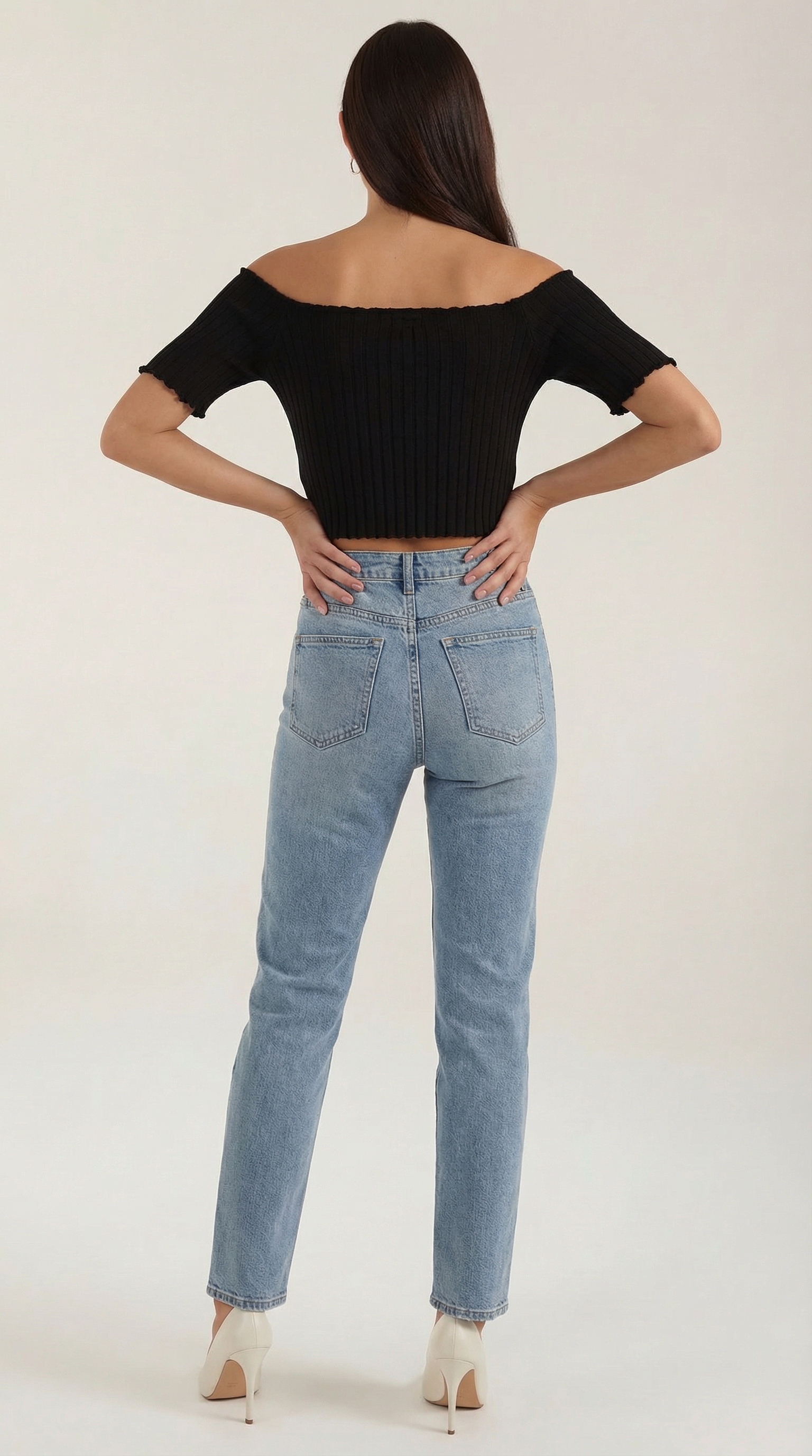 Top Corto Donna a Righe Scollo Quadrato Femminile