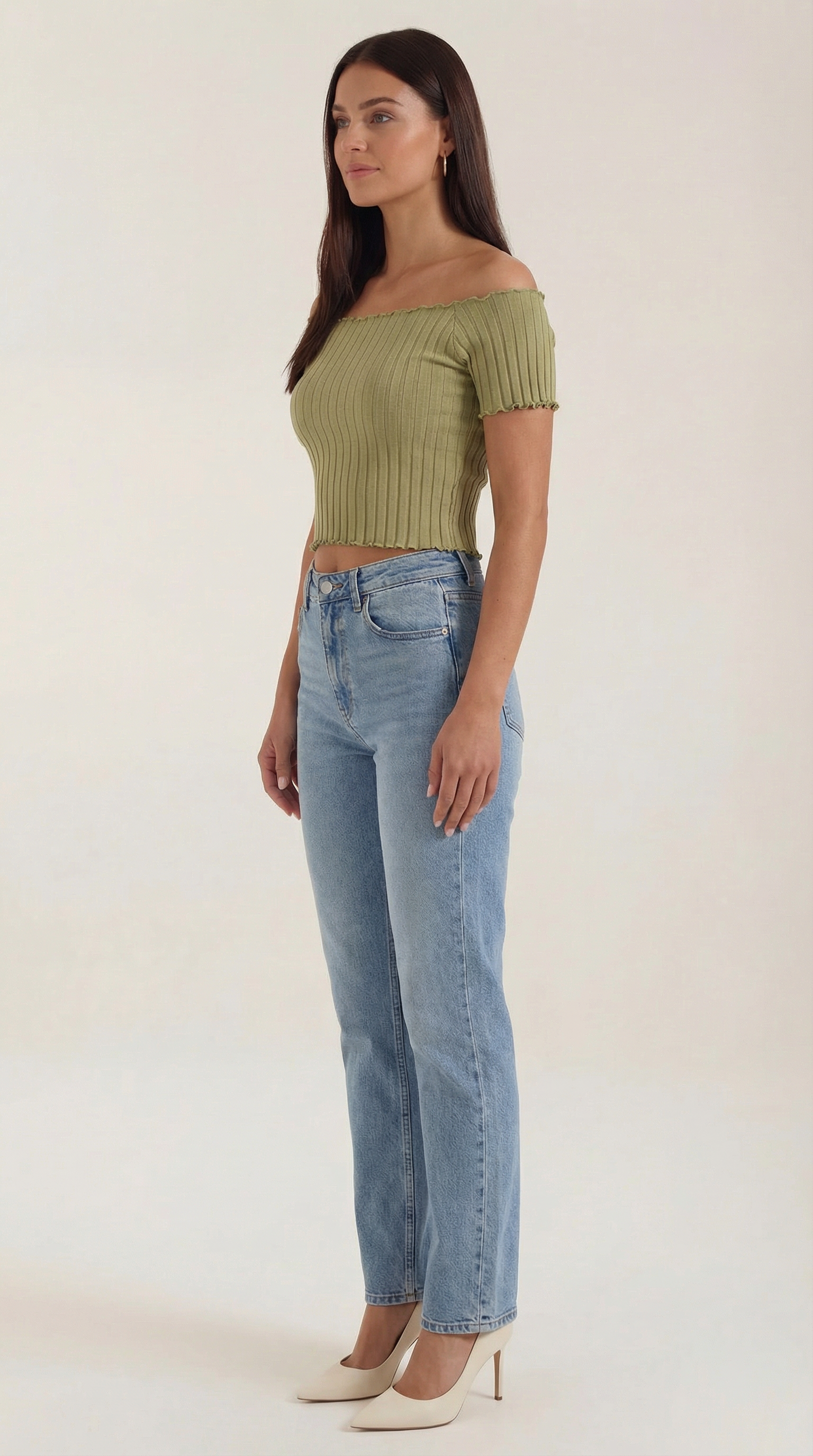 Top Corto Donna a Righe Scollo Quadrato Femminile