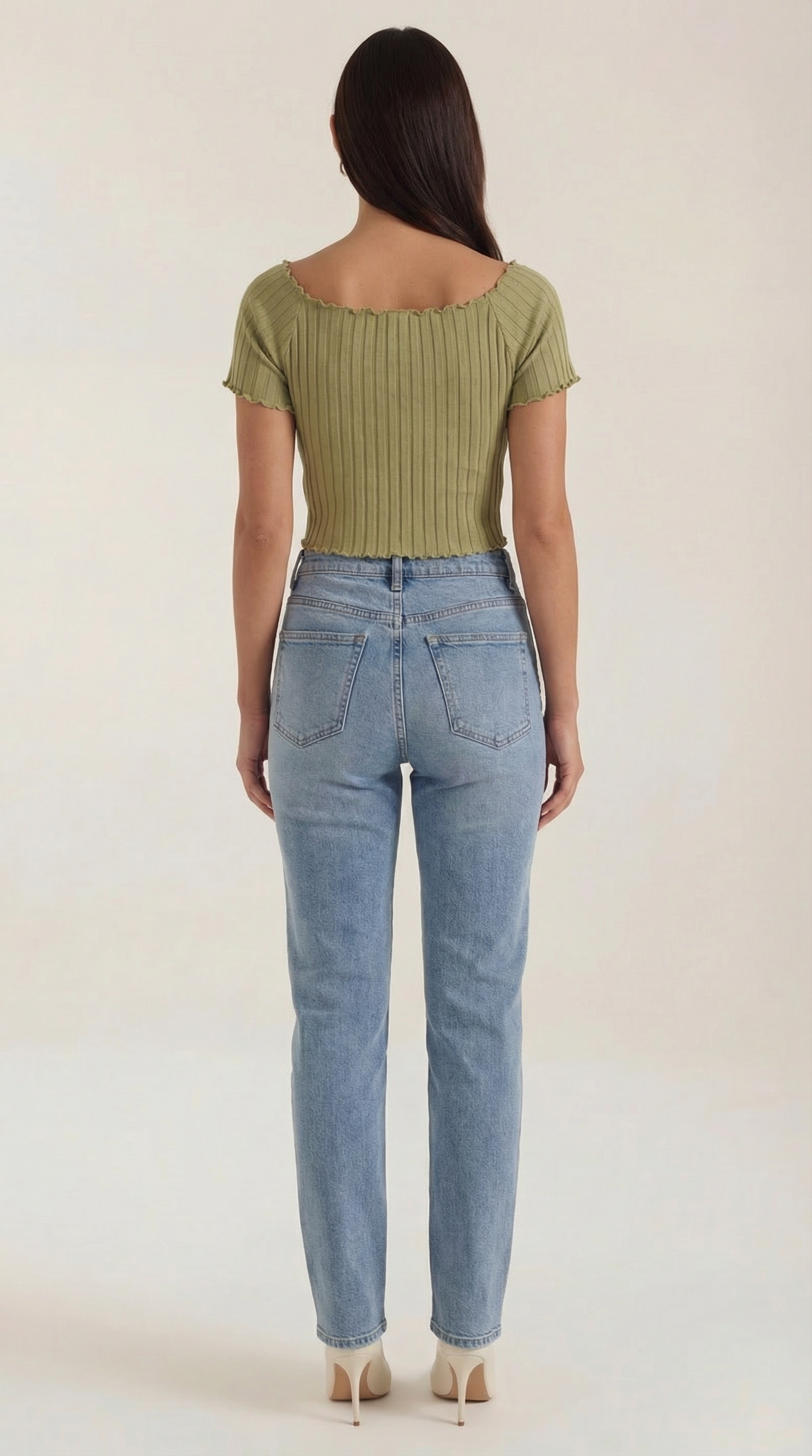 Top Corto Donna a Righe Scollo Quadrato Femminile